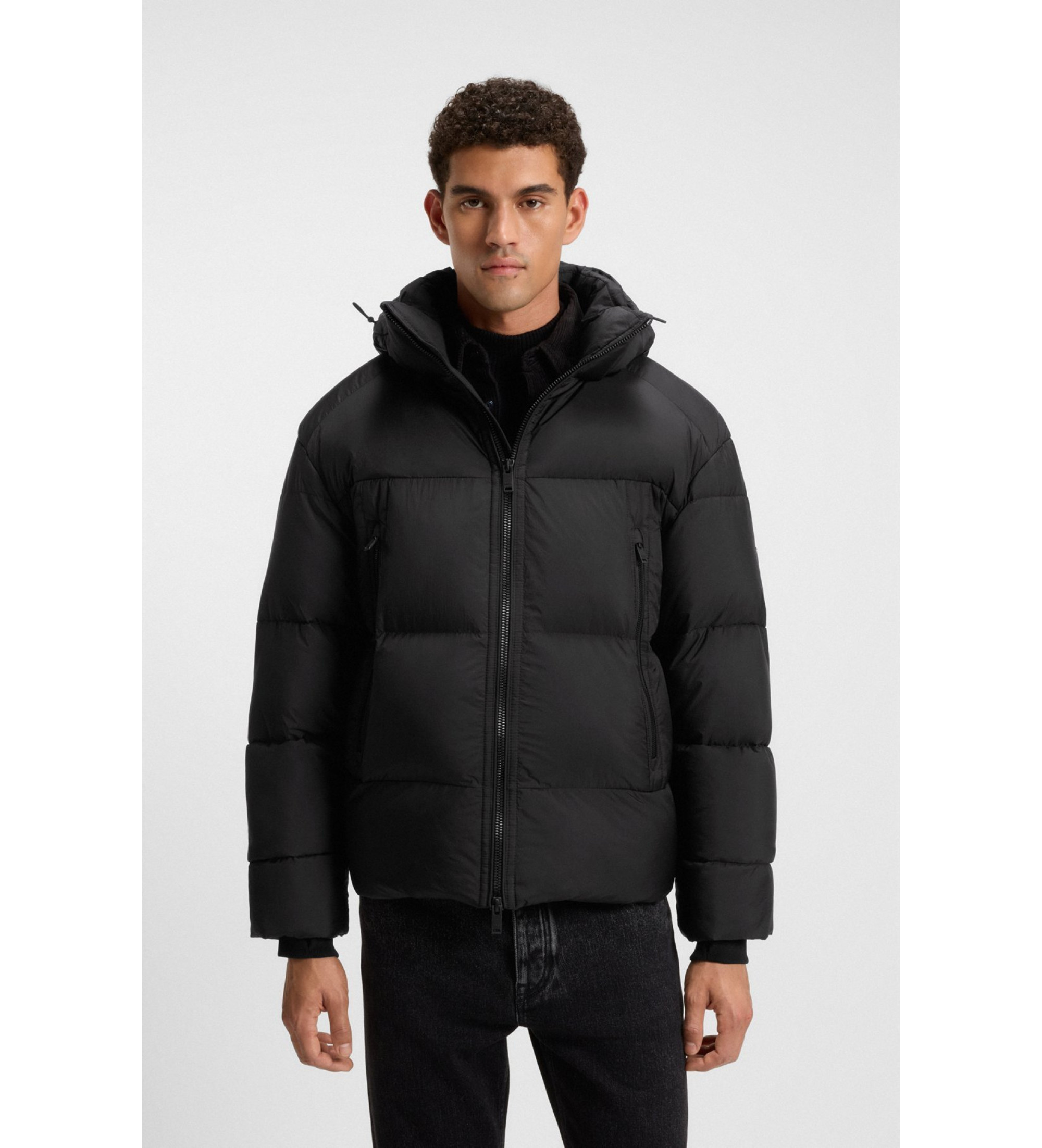 BOSS für Herren. 50543618 Orbok Mantel schwarz (54), Lässig, Polyester