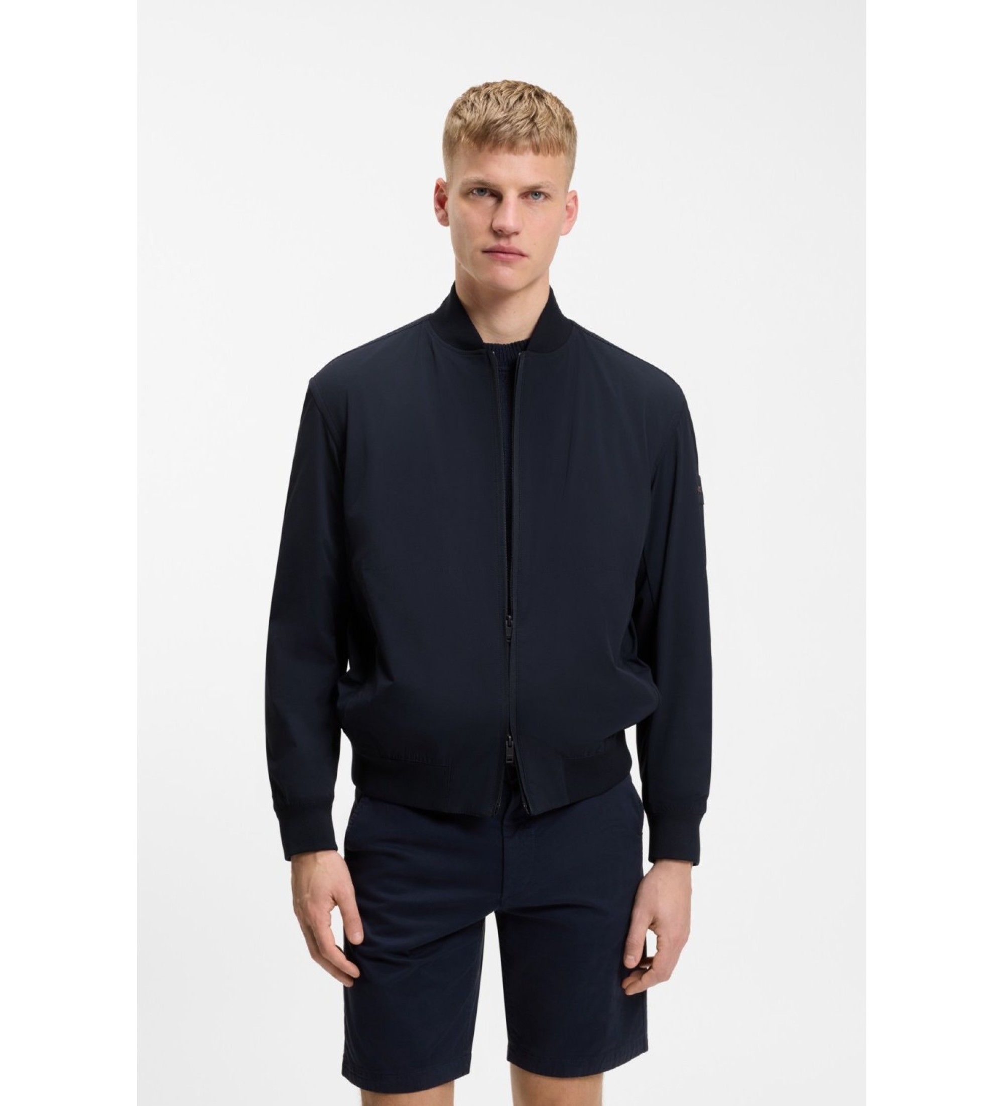 BOSSvoor mannen. 50556462 Jas Regular Fit Membraan Multi-elastisch navy (46), Casual, Polyamide, Lange mouwen, Marineblauw