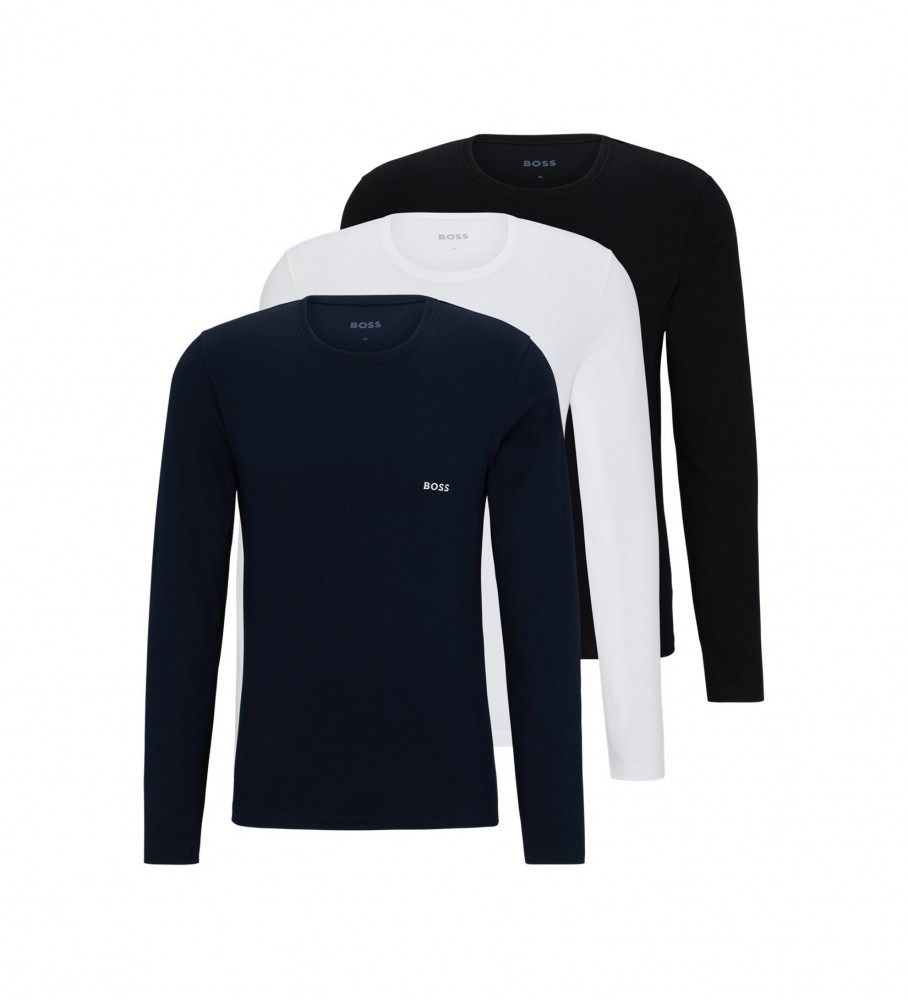 BOSS für Herren. 50492321 3er-Pack Logo-Westen navy, weiß, schwarz (L), Heimtextilien, Baumwolle, Langarm, Marine