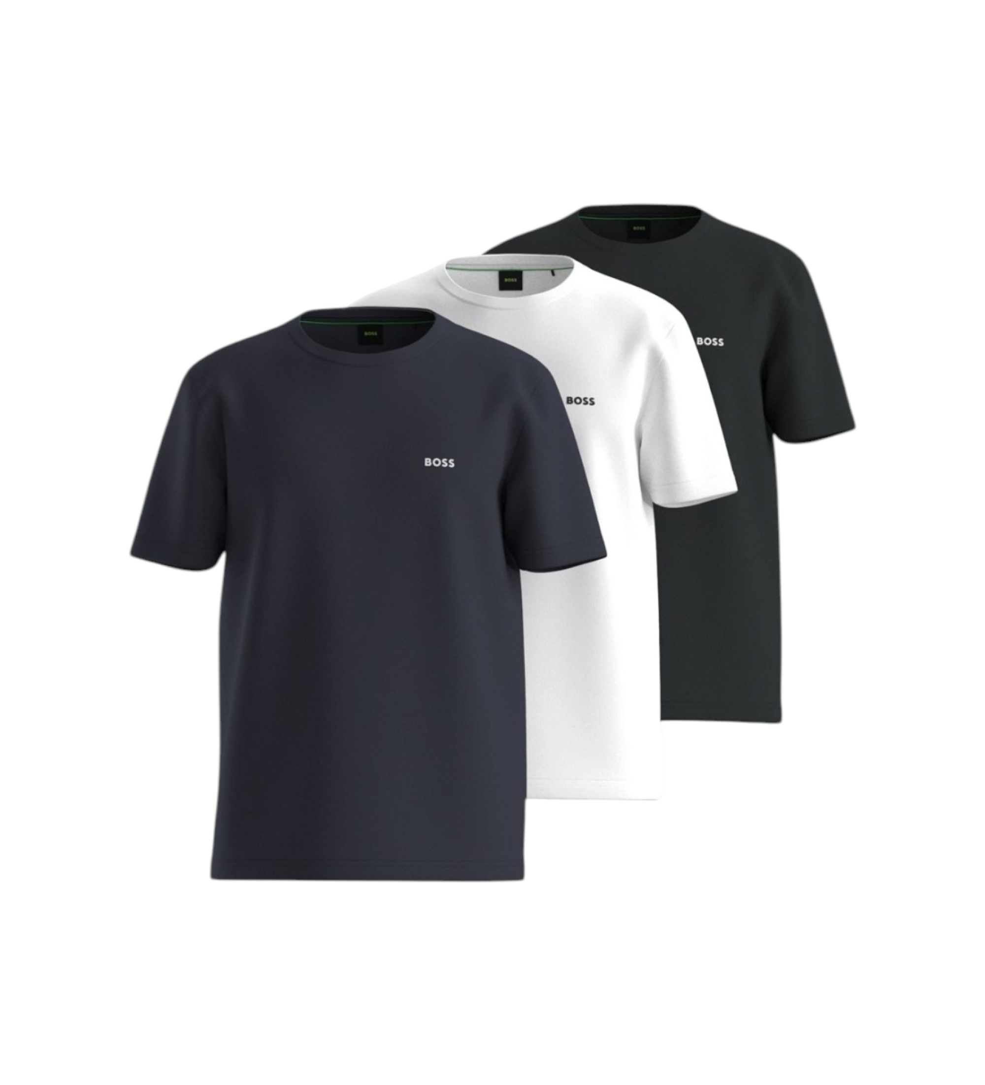 BOSS für Herren. 50559436 Pack 3 T-Shirts Basic weiß, schwarz, marineblau (S), Lässig, Mehrfarbig, Baumwolle, Kurzarm