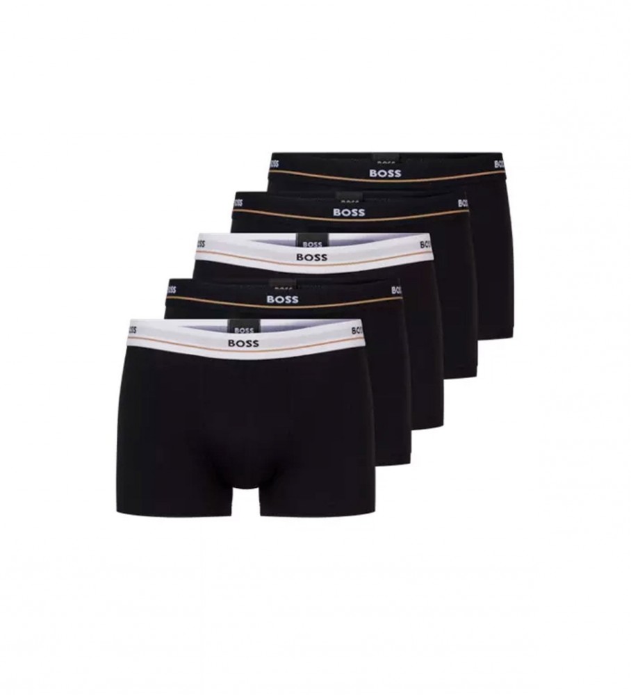 BOSS für Herren. 50475275 Packung mit 5 schwarzen elastischen Trägerhosen (L), Heimtextilien, Baumwolle