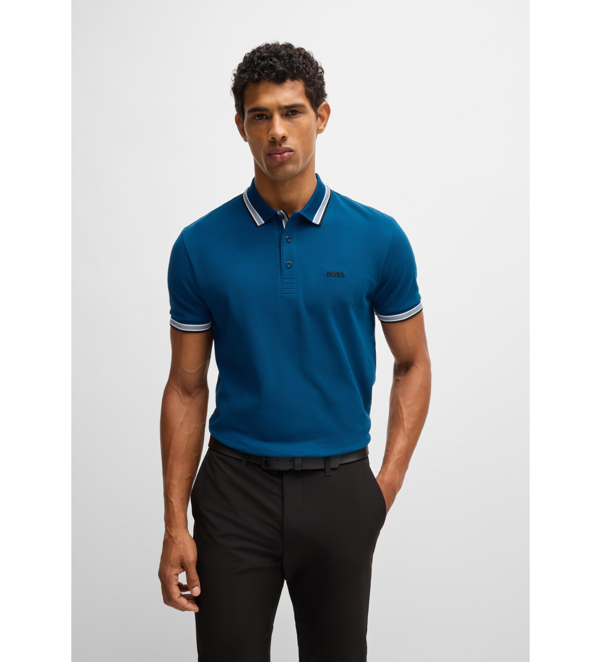 BOSS für Herren. 50469055 Blaues Poloshirt von Paddy (XL), Lässig, Baumwolle, Kurzarm