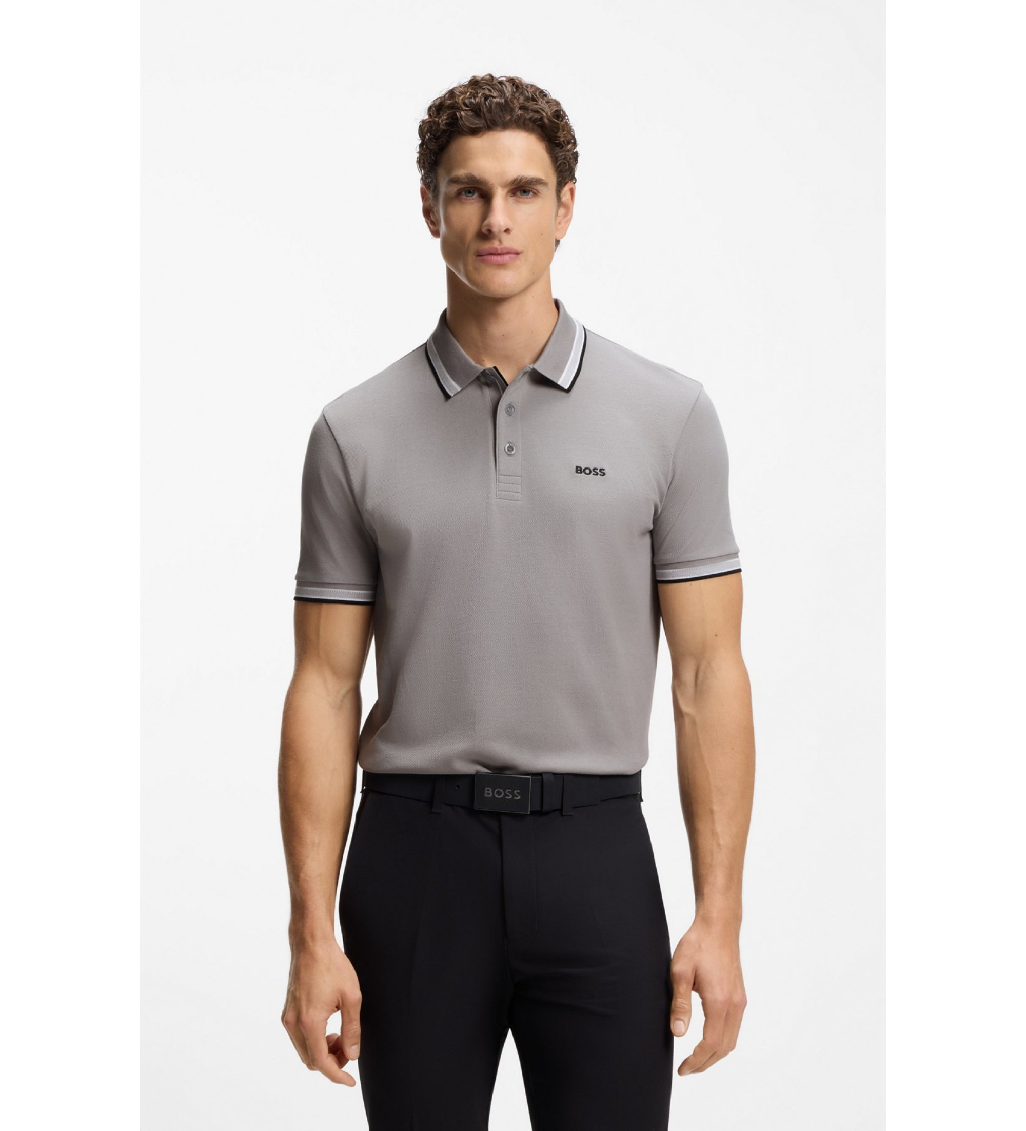 BOSS für Herren. 50469055 Poloshirt Paddy grau (L), Lässig, Baumwolle, Kurzarm