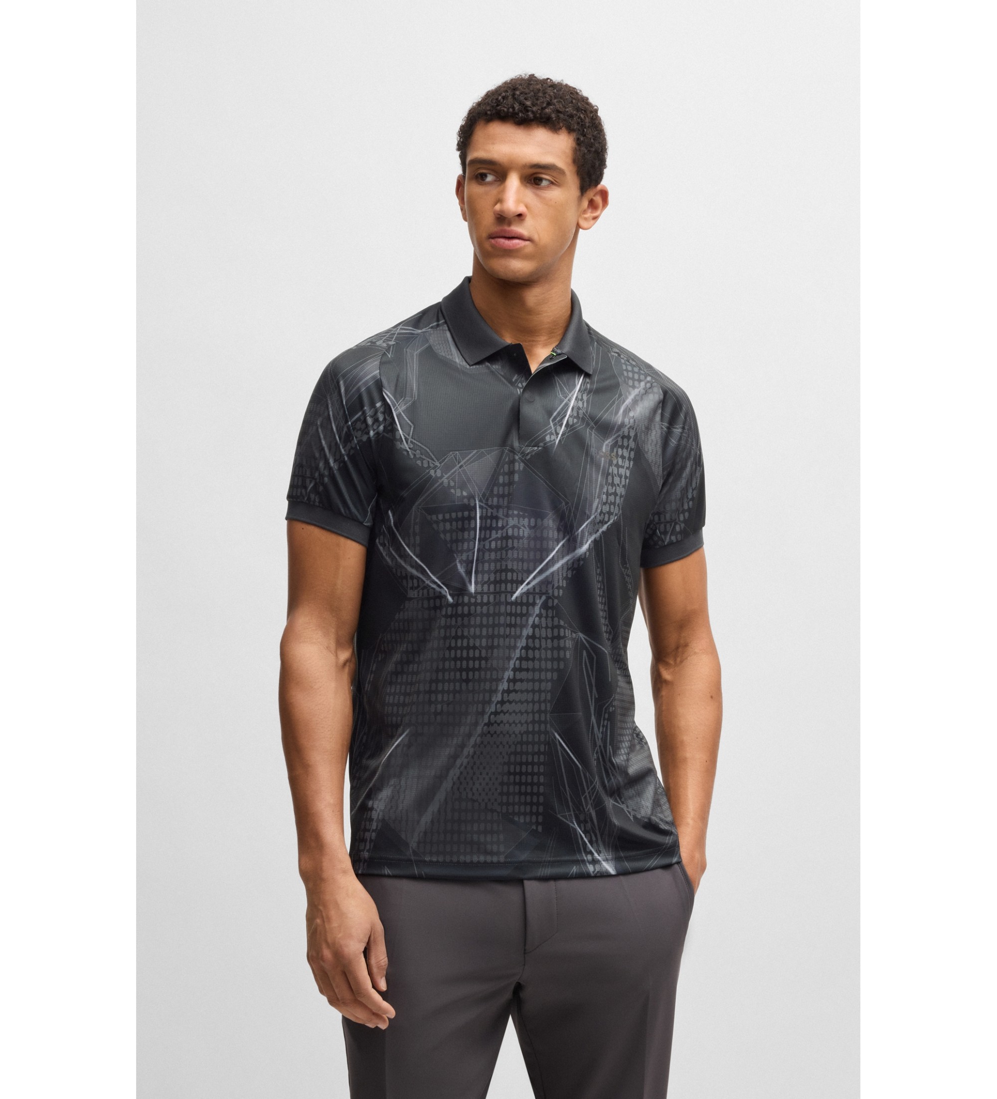 BOSS für Herren. 50537757 Paddy Desert Active Poloshirt schwarz (M), Lässig, Polyester, Kurzarm