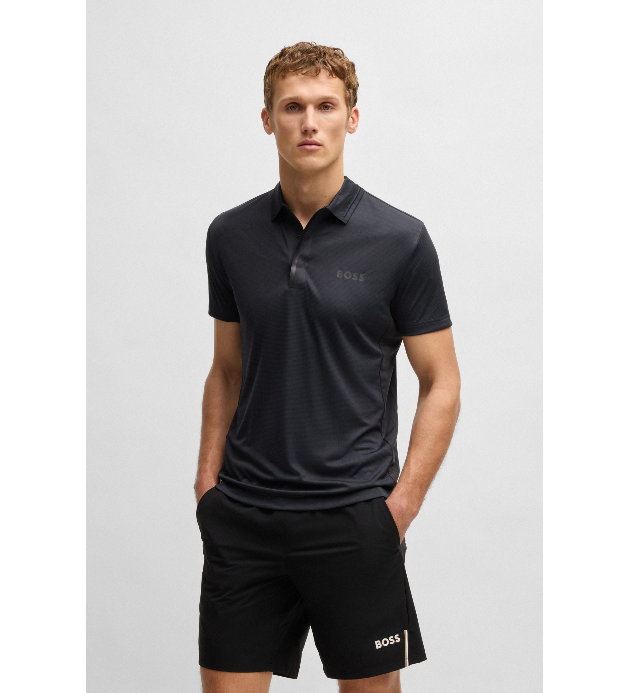 BOSSvoor mannen. 50538123 Paddytech Pro marine polo (S), Casual, Sportief, Tennis/padels, Meerdere sporten, Polyester, Korte mouwen, Marineb