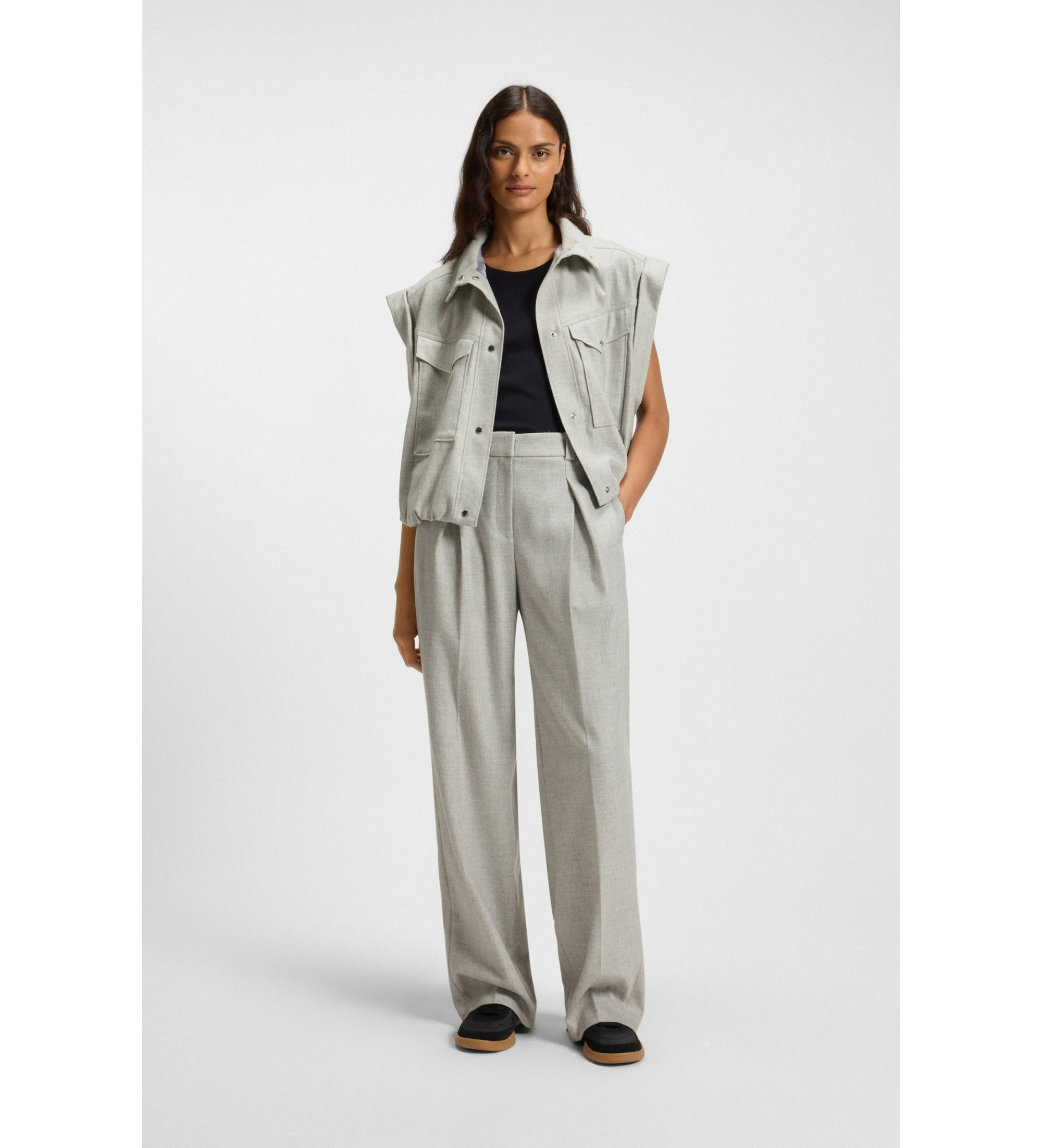 BOSS für Damen. 50547679 Taflong-Hose grau (40), Lässig, Baumwolle