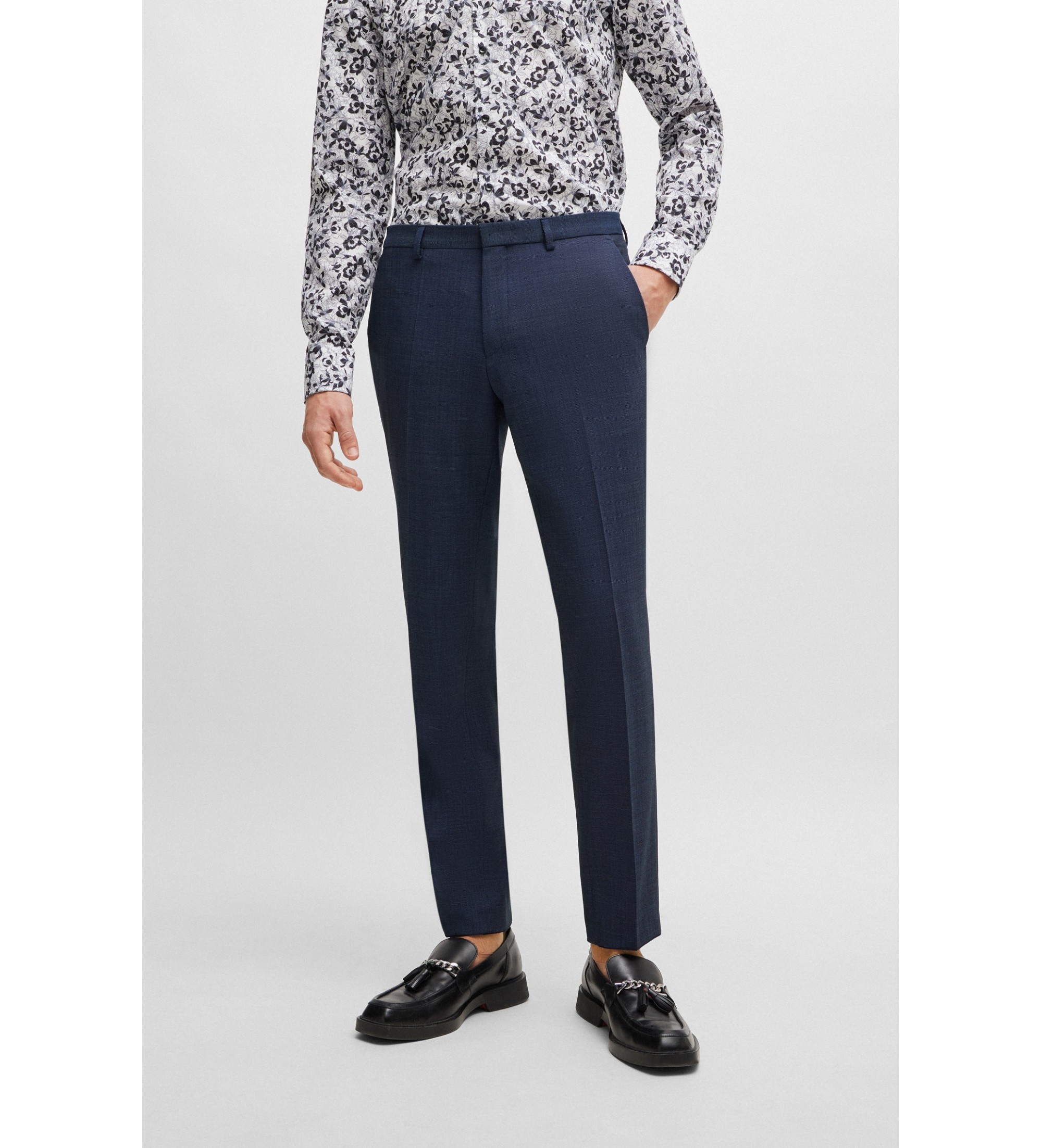 HUGO für Herren. 50495630 Marineblaue Anzughose (106), Lässig, Party, Klassisch, Polyester
