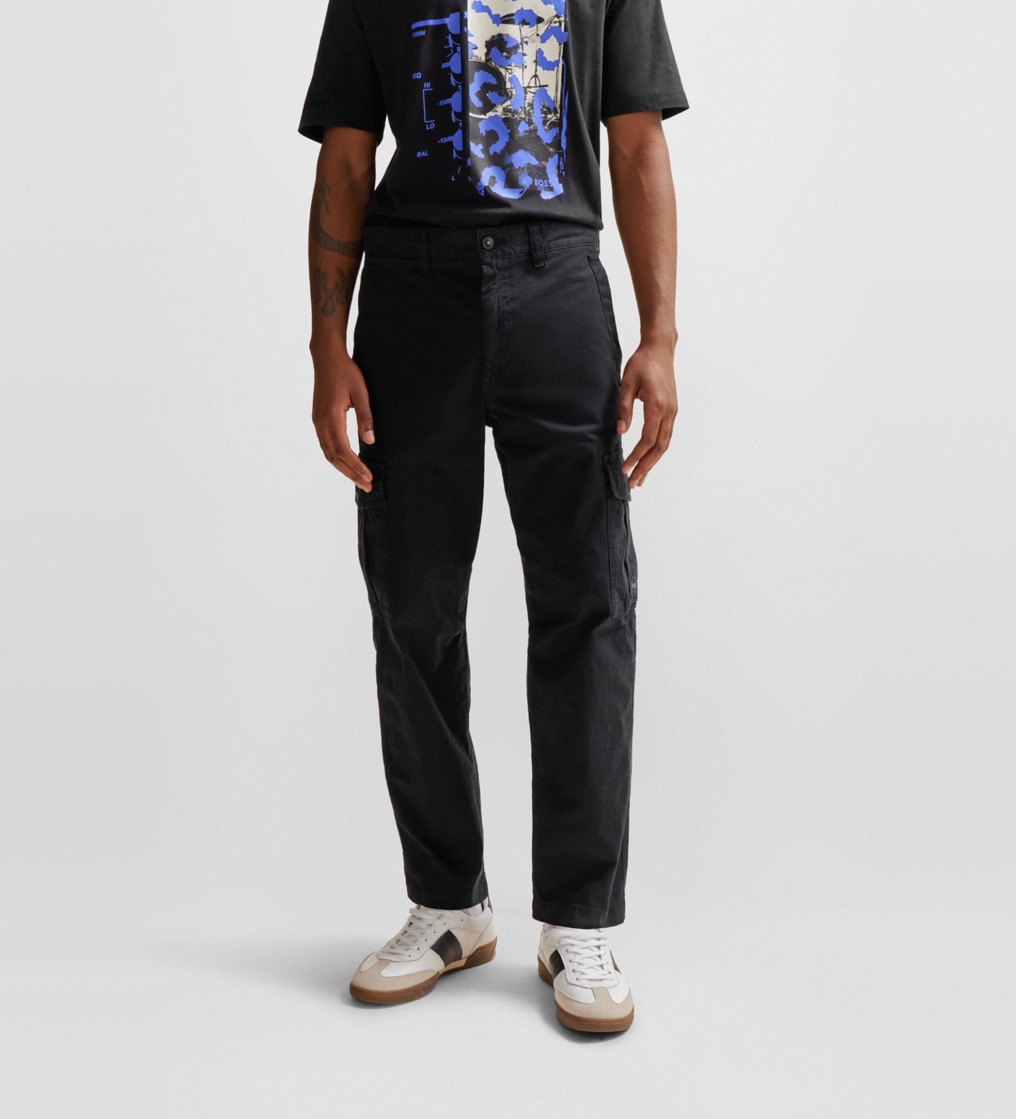 BOSSvoor mannen. 50508245 Zwarte Sisla cargobroek (54), Casual, Katoen