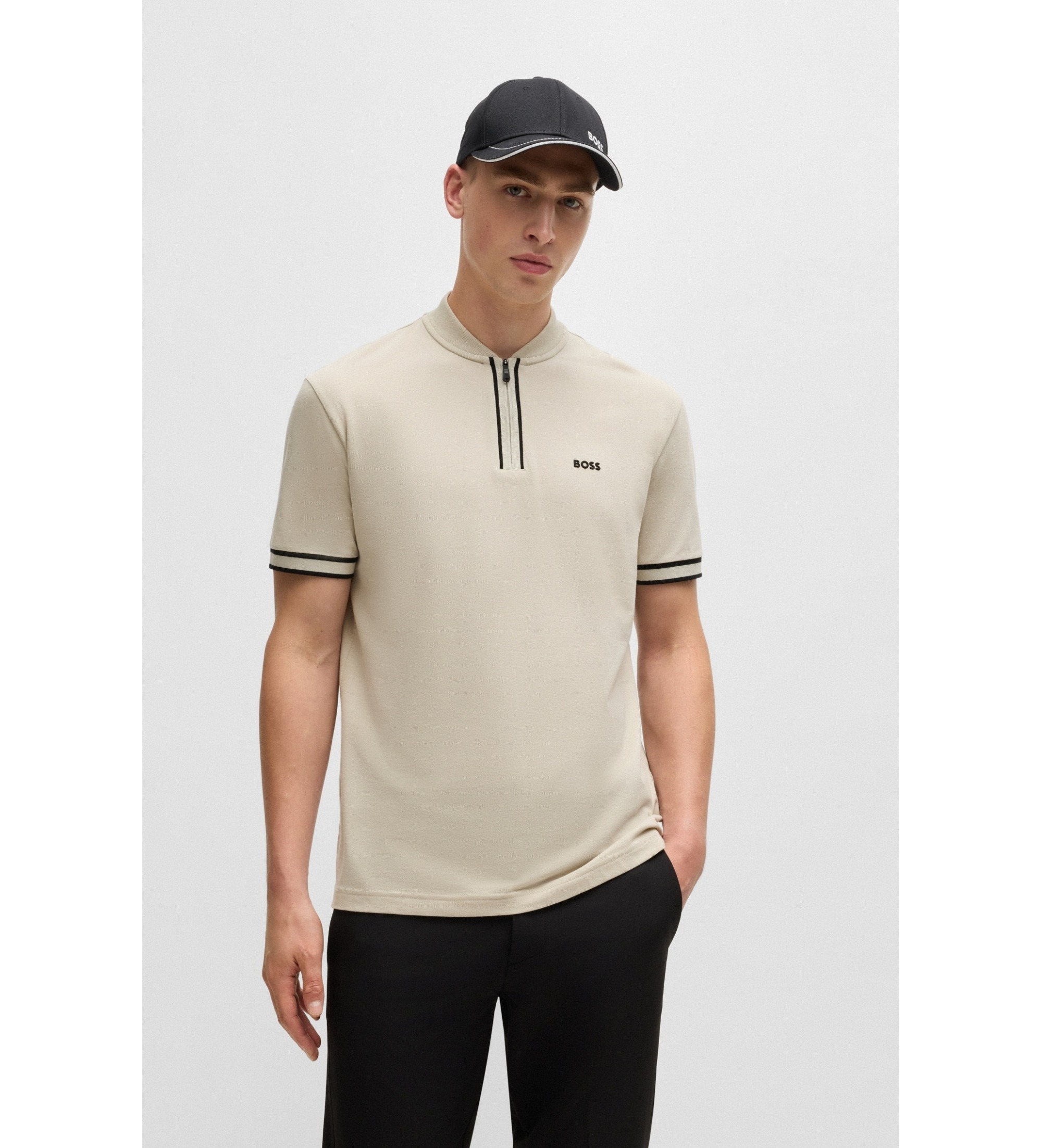 BOSS für Herren. 50525147 Poloshirt Pariq beige (L), Lässig, Baumwolle, Kurzarm