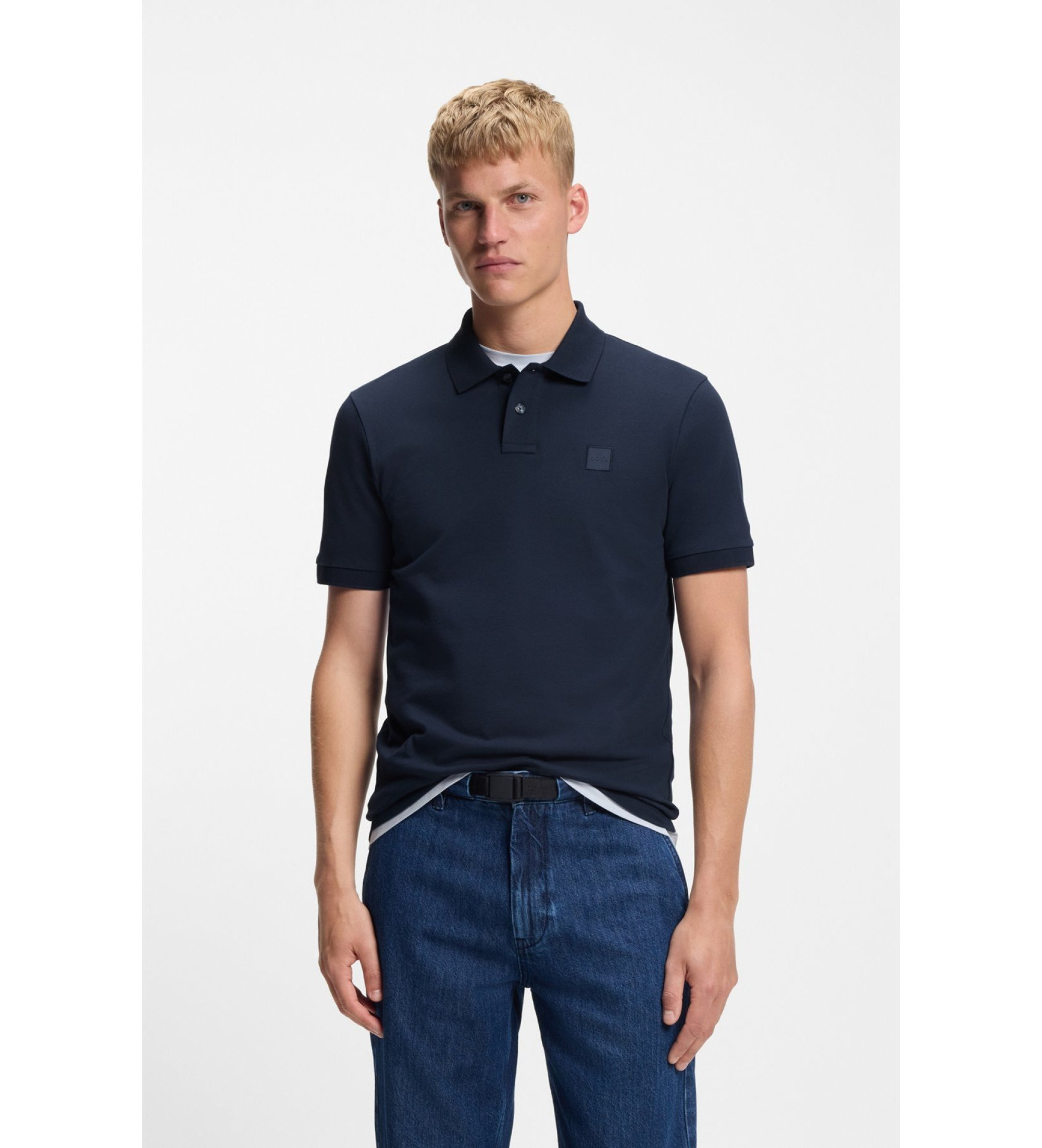 BOSSvoor mannen. 50507803 Navy Passagier Poloshirt (XXL), Casual, Katoen, Korte mouwen, Marineblauw