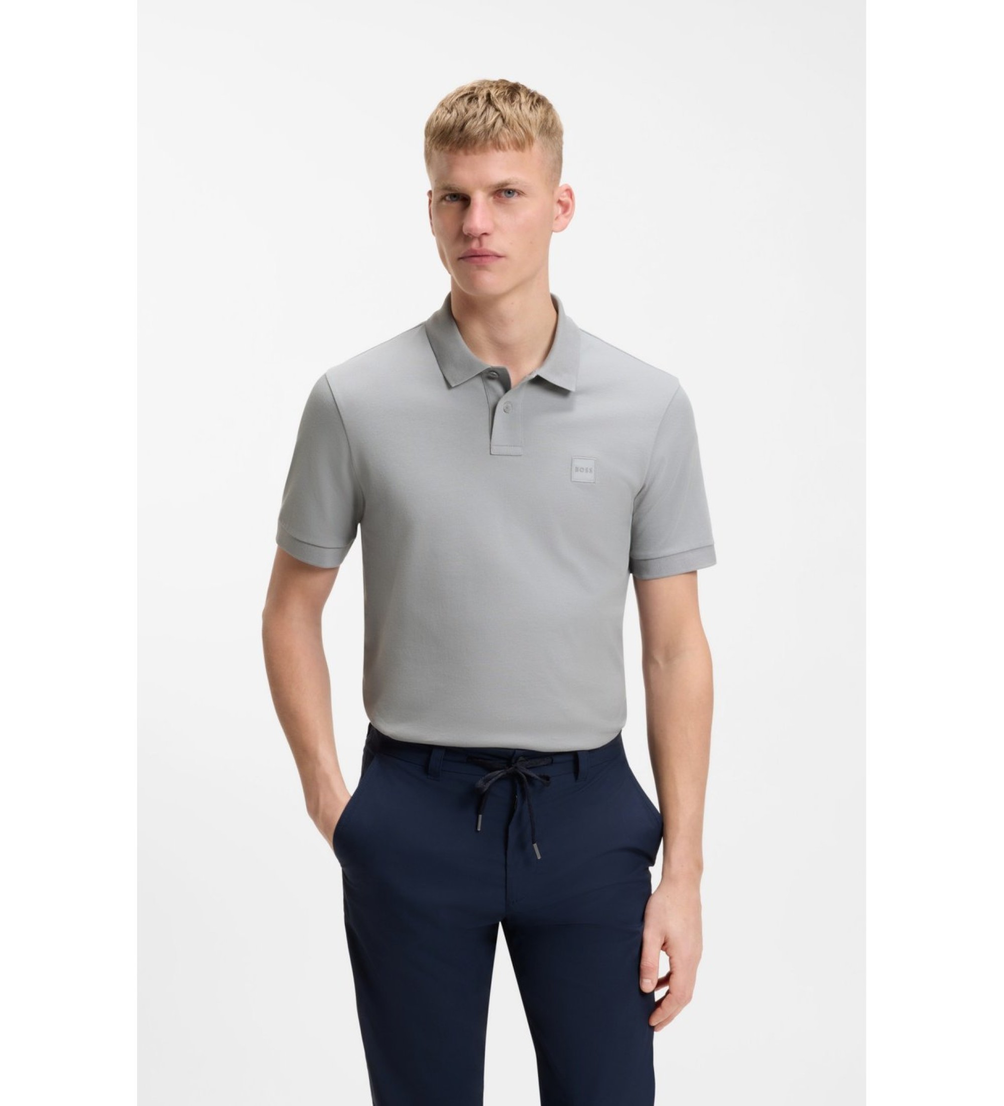 BOSS für Herren. 50507803 Slim Fit Poloshirt grau (S), Lässig, Baumwolle, Kurzarm
