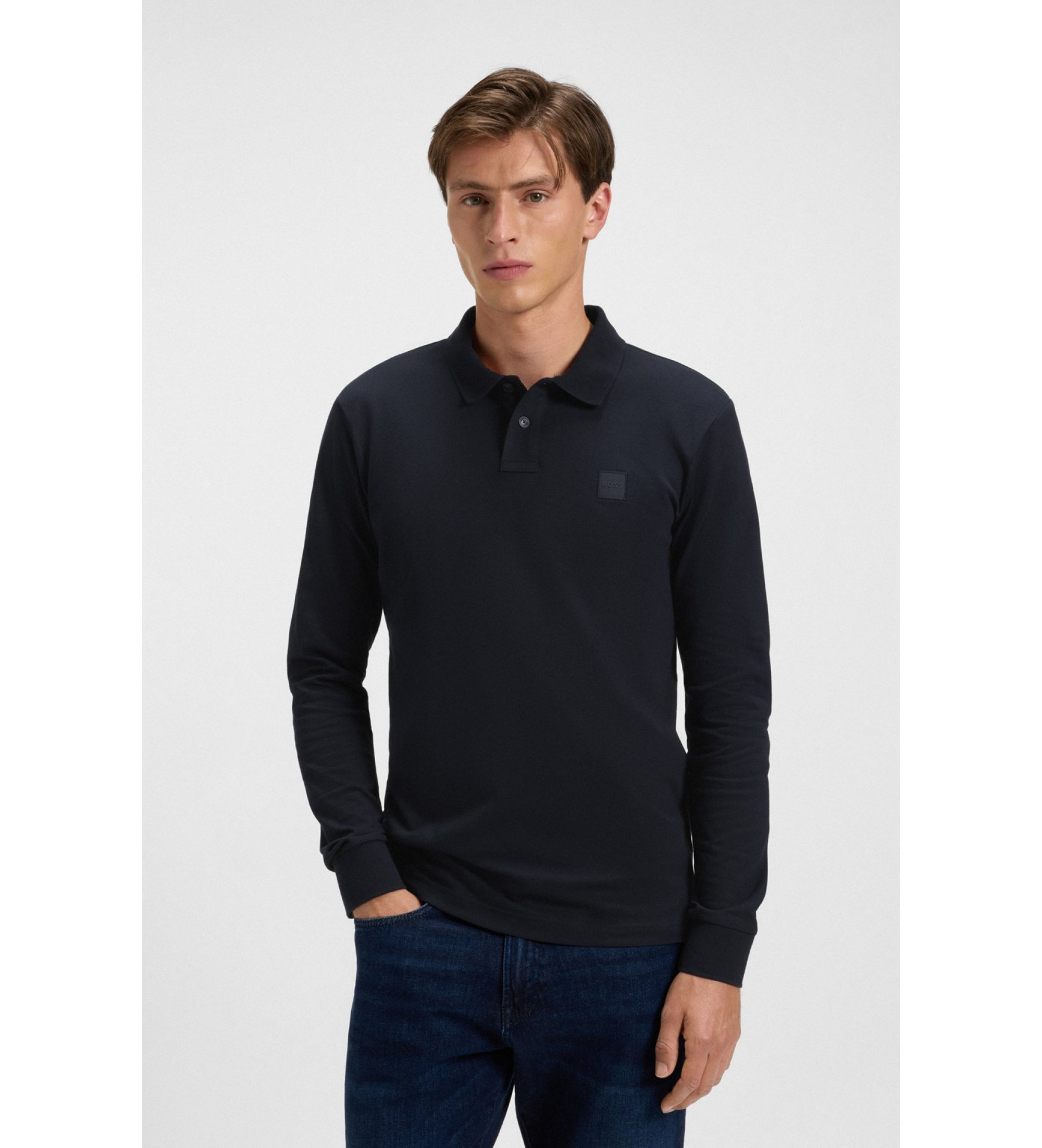 BOSS für Herren. 50507704 Poloshirt Passerby navy (S), Lässig, Langarm, Marine