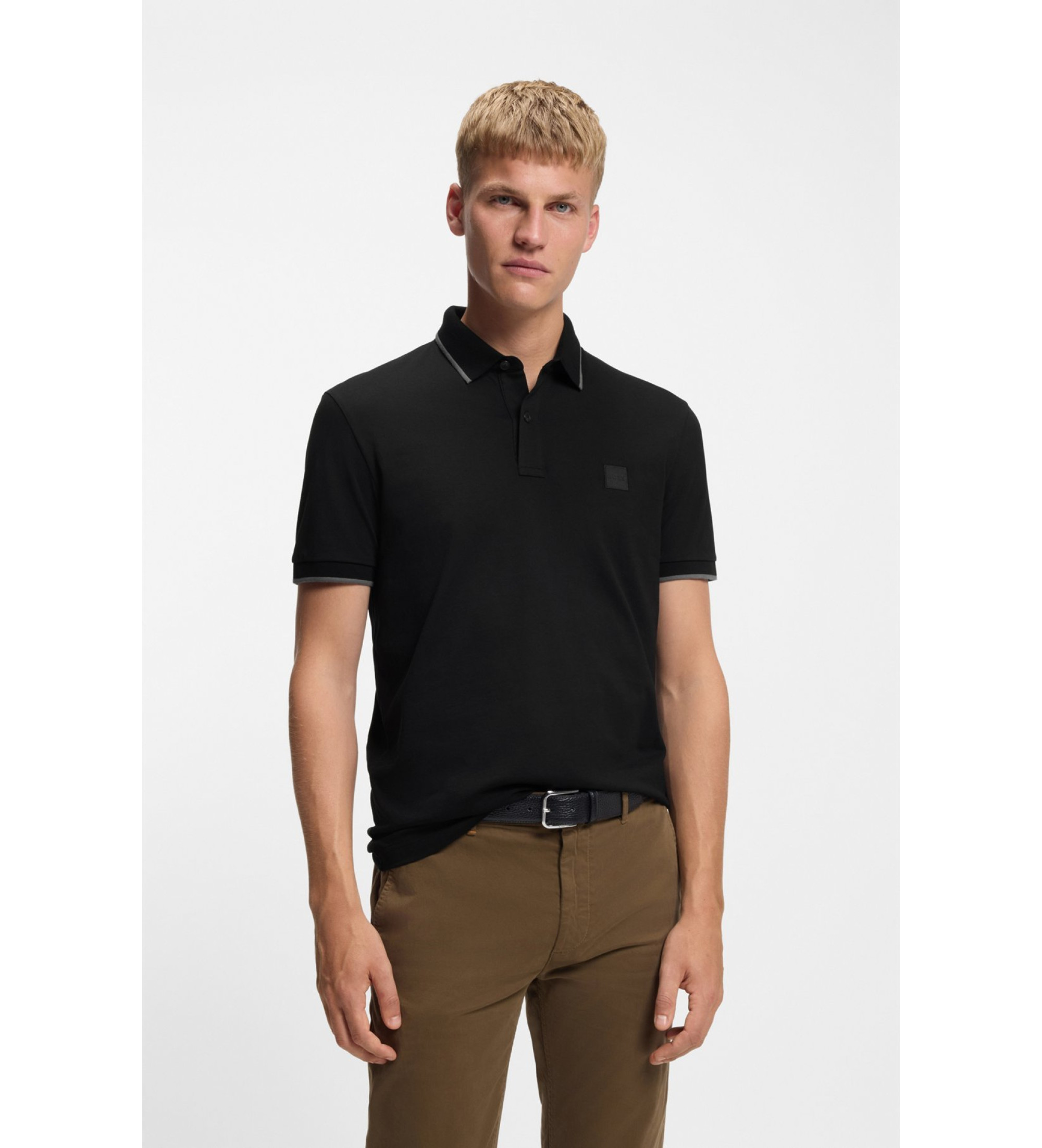 BOSS für Herren. 50507699 Passertip Poloshirt schwarz (S), Lässig, Synthetisch, Kurzarm