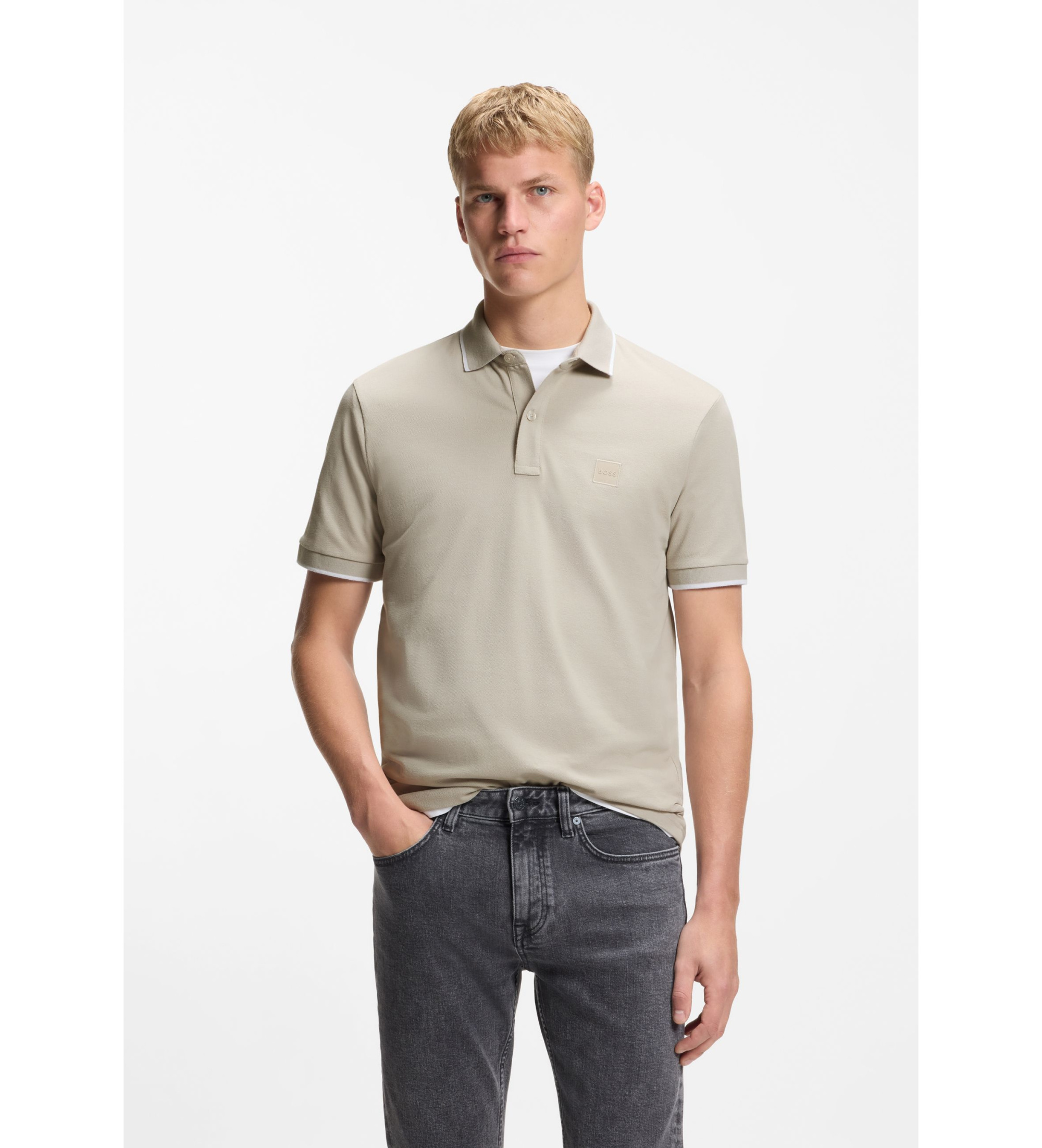 BOSSvoor mannen. 50507699 Passertip beige polo (3XL), Casual, Katoen, Korte mouwen
