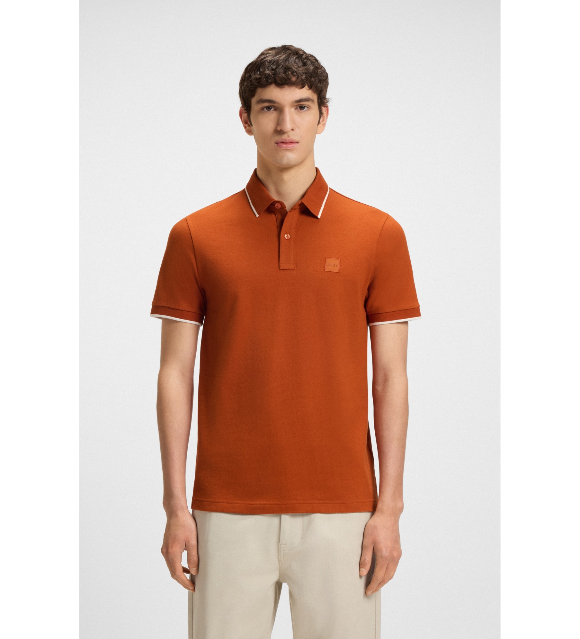 BOSSvoor mannen. 50507699 Passertip rood poloshirt (XXL), Casual, Katoen, Korte mouwen