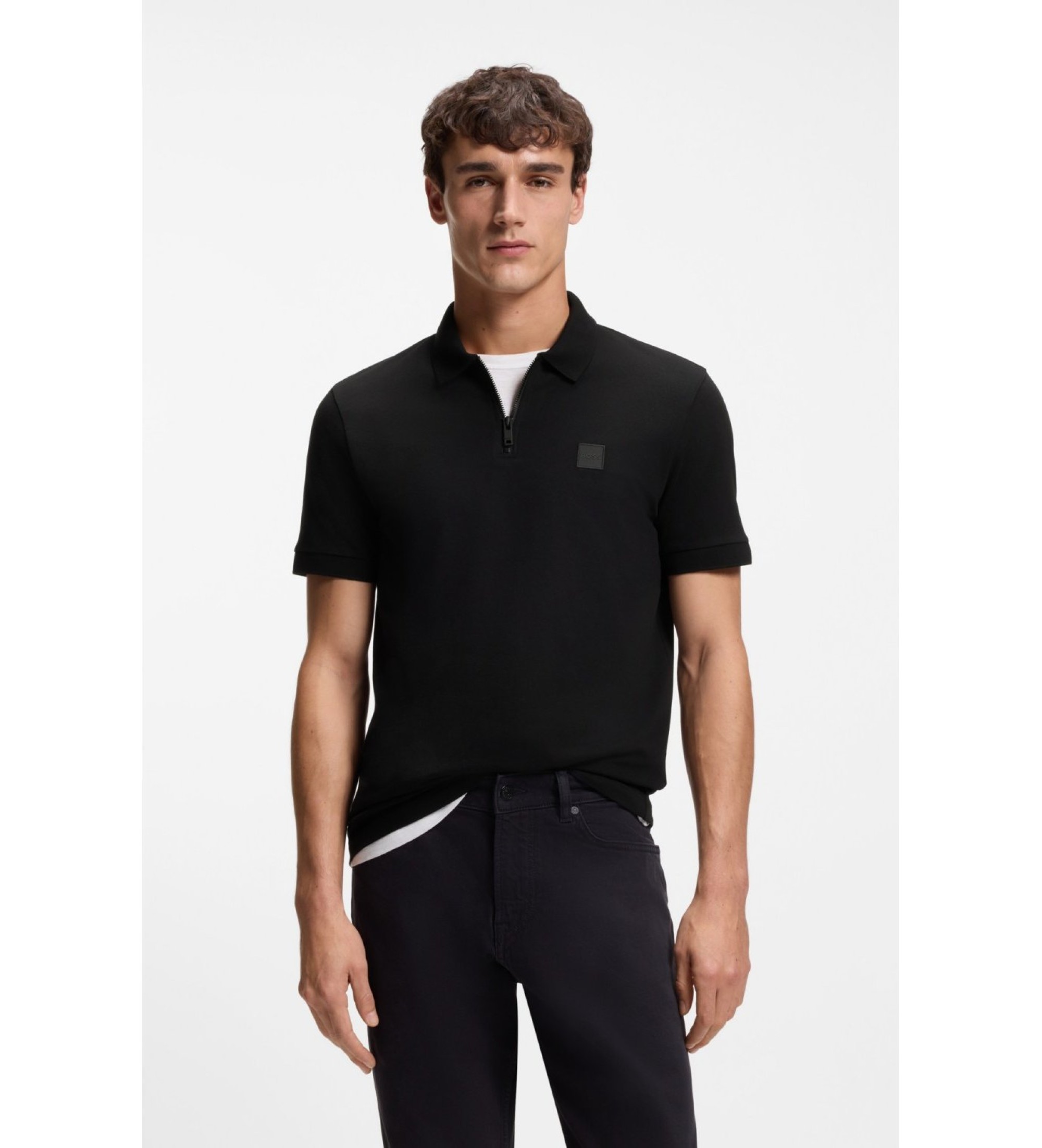 BOSS für Herren. 50537507 Schwarzes Slim Fit Poloshirt (XL), Lässig, Baumwolle, Kurzarm