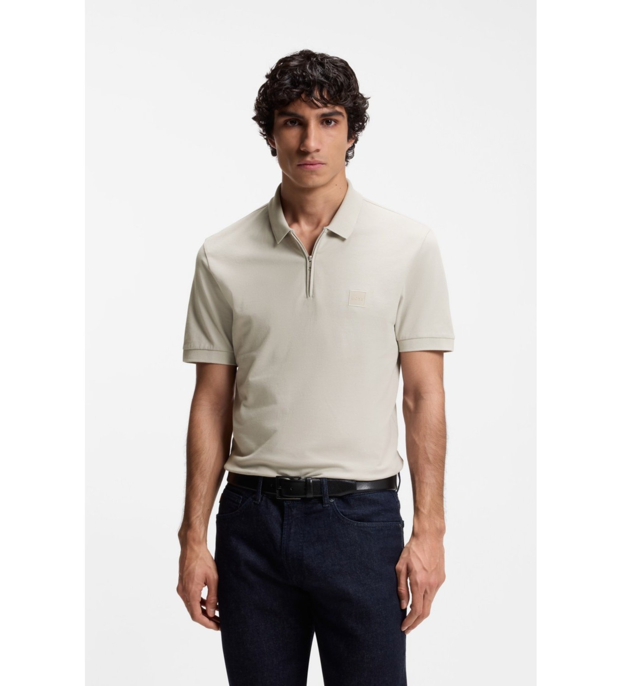 BOSS für Herren. 50537507 Slim Fit Poloshirt beige (L), Lässig, Baumwolle, Kurzarm