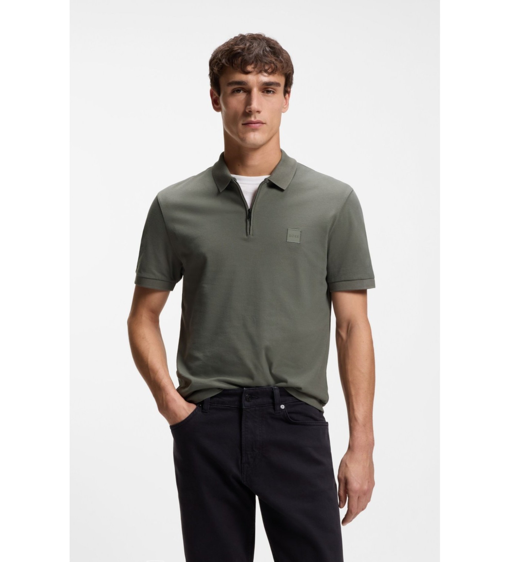 BOSS für Herren. 50537507 Slim Fit Polo grün (L), Lässig, Baumwolle, Kurzarm