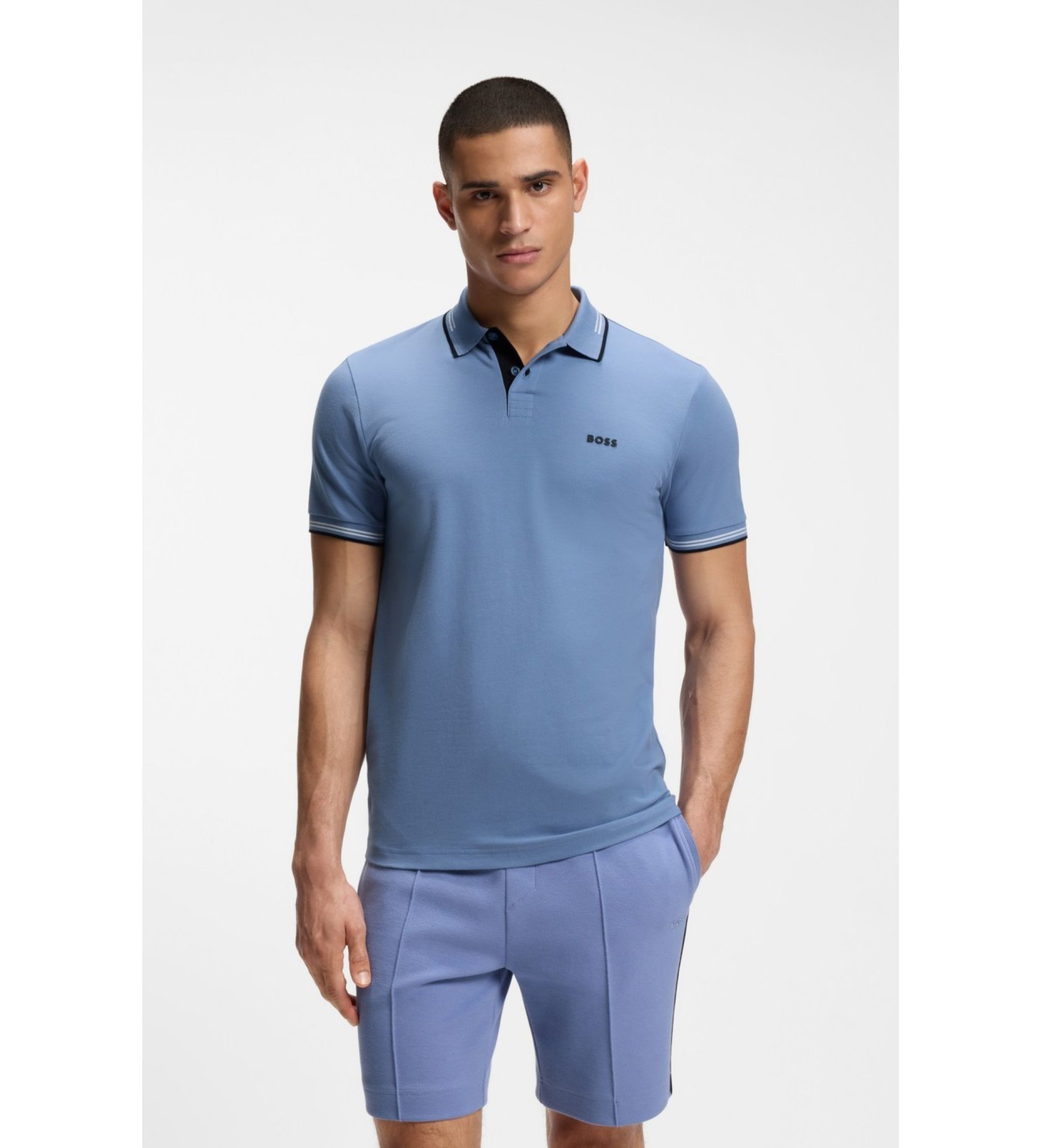 BOSS für Herren. 50506193 Polo Paul blau (M), Lässig, Baumwolle, Kurzarm