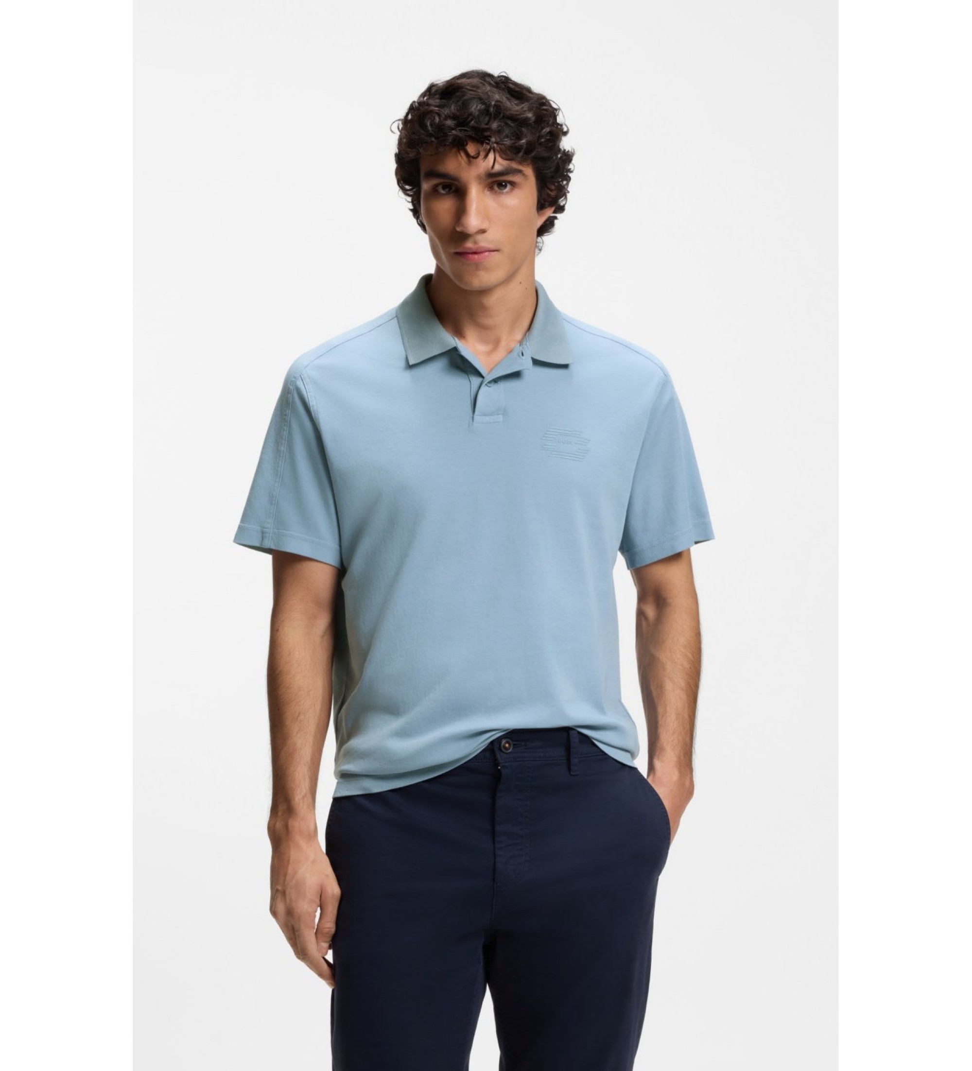 BOSSvoor mannen. 50559146 Polo Relaxed Fit lichtblauw (L), Casual, Katoen, Korte mouwen