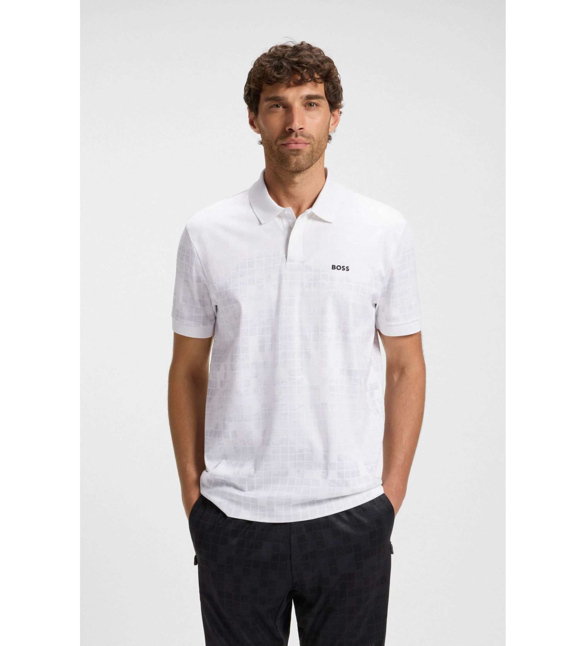 BOSS für Herren. 50548325 Polo Clash weiß (M), Lässig, Baumwolle, Kurzarm