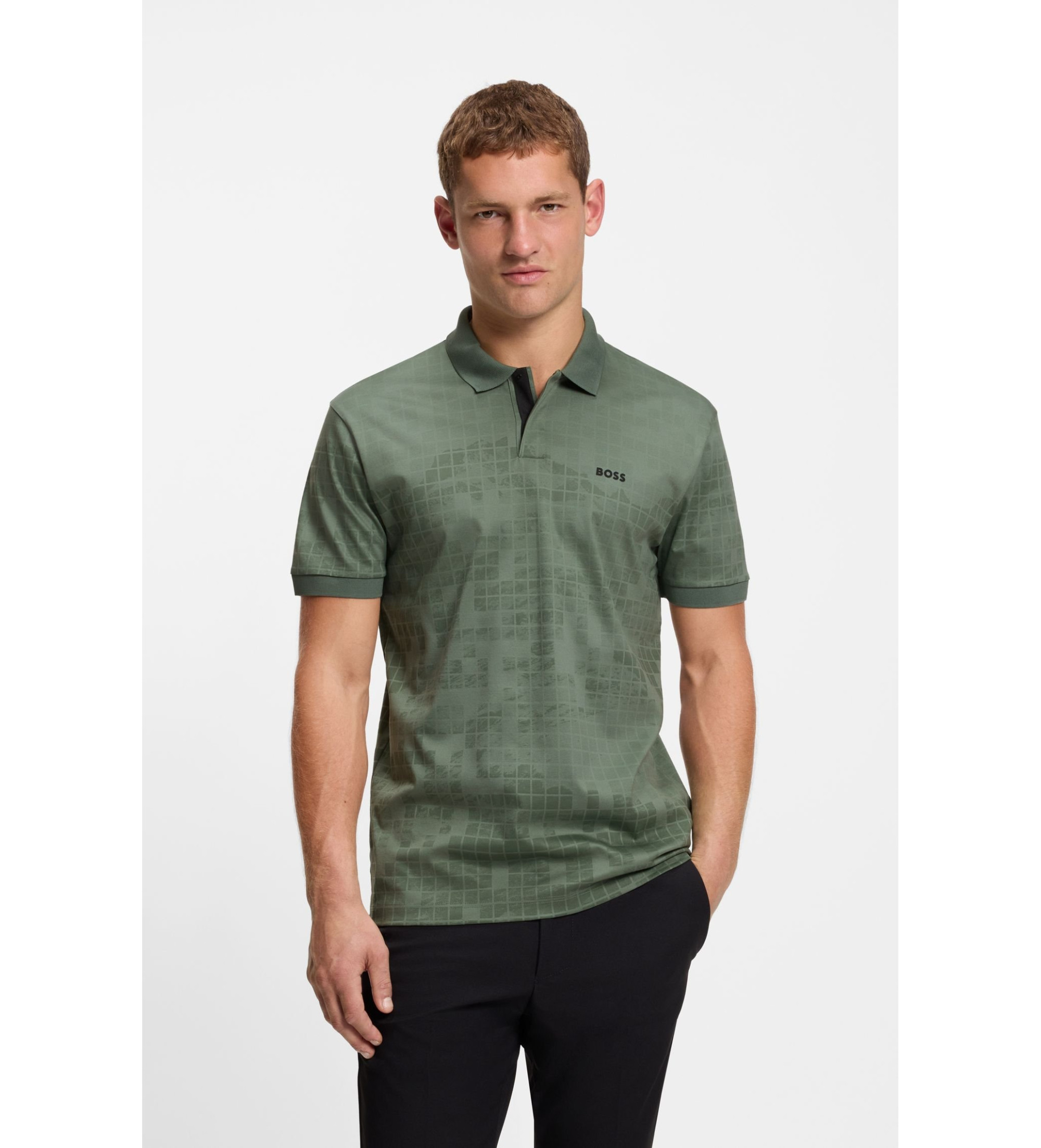BOSS für Herren. 50548325 Polo Clash PLKT grün (L), Lässig, Polyester, Kurzarm