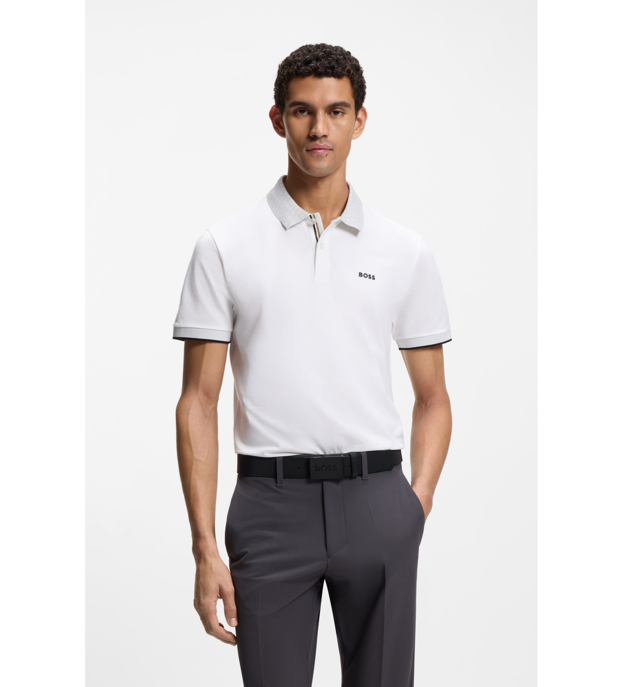 BOSSvoor mannen. 50554583 Polo Paddy wit (3XL), Casual, Sportief, Katoen, Korte mouwen