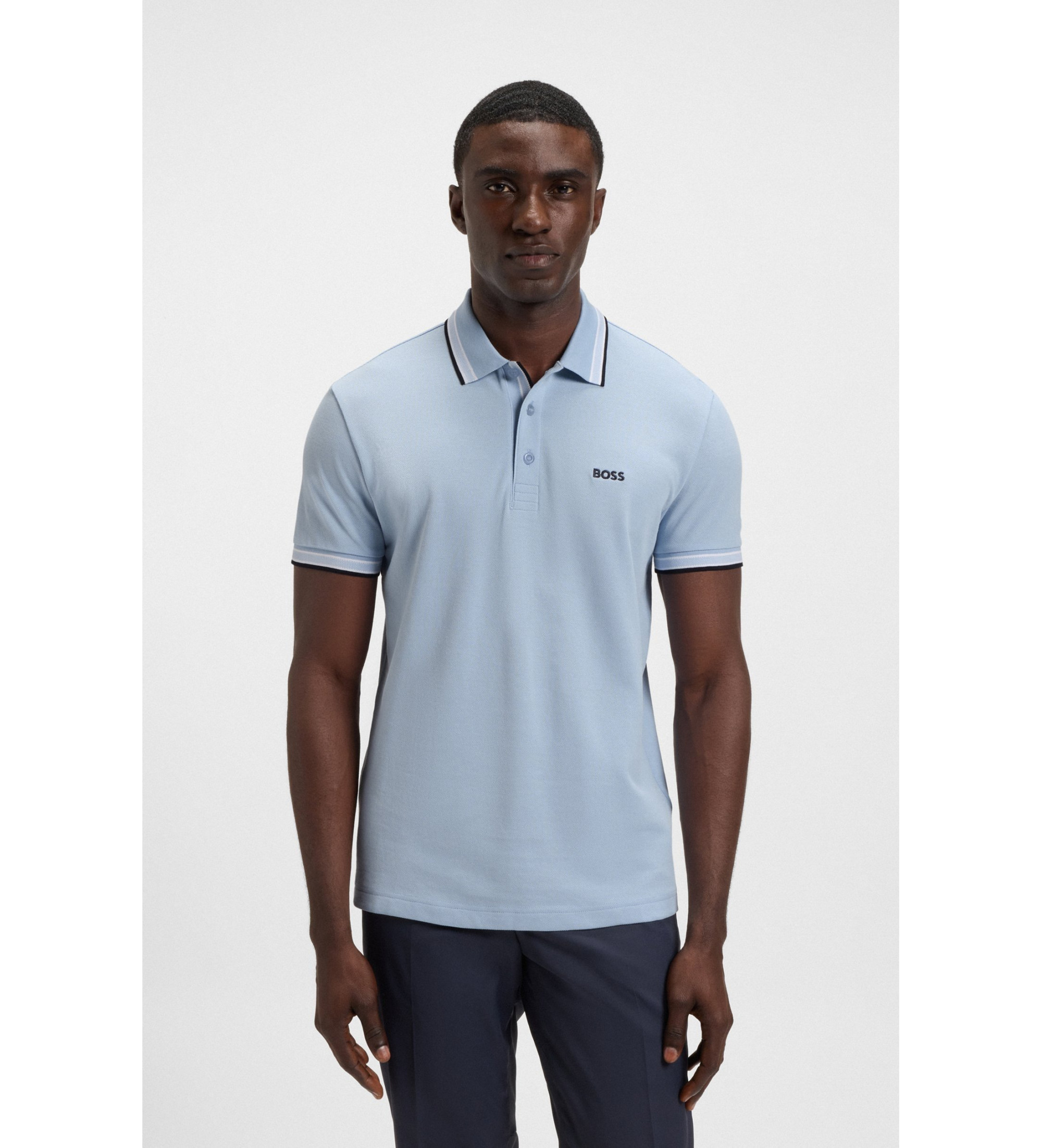 BOSS für Herren. 50469055 Blaues Poloshirt von Paddy (L), Lässig, Baumwolle, Kurzarm