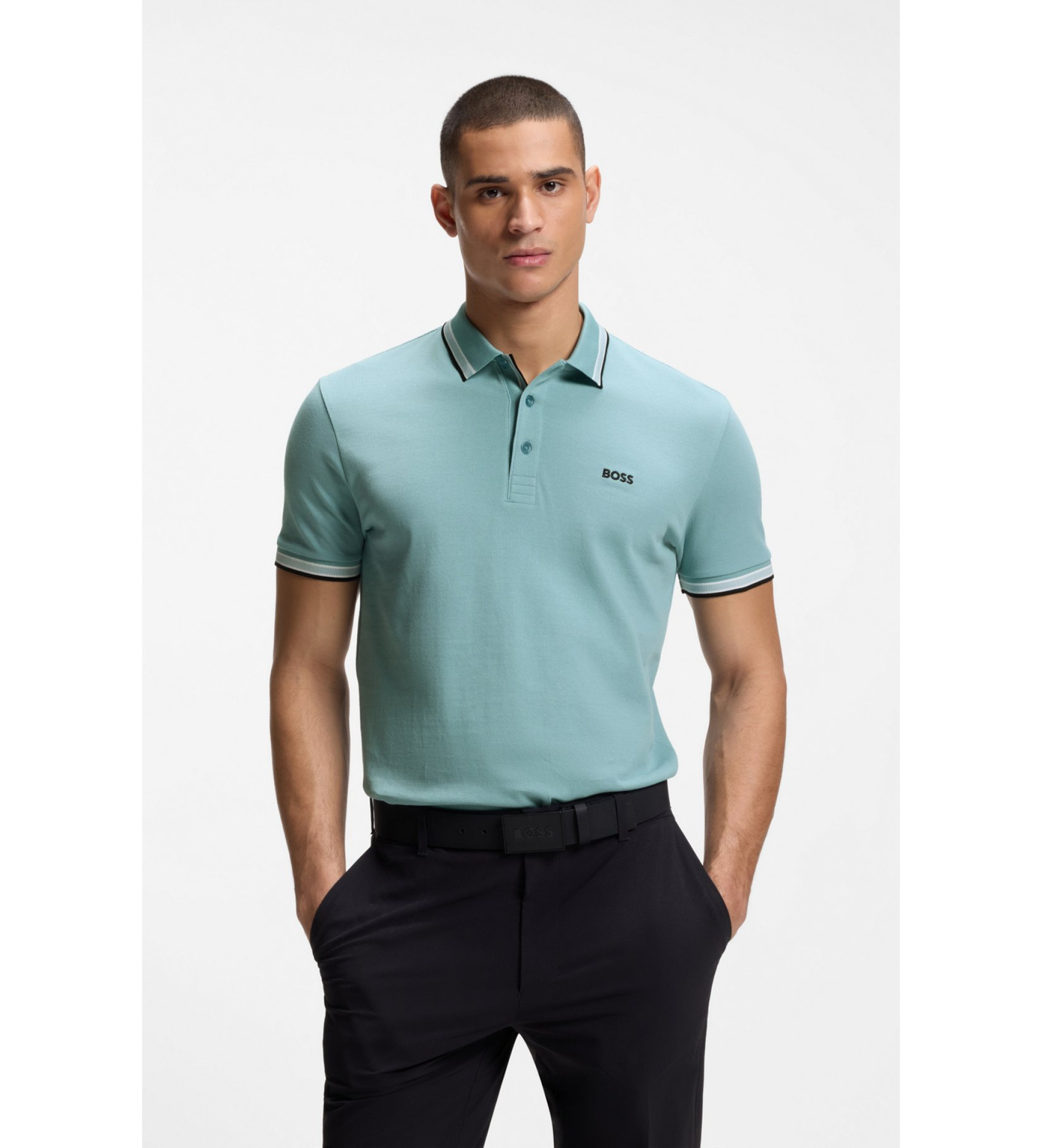BOSS für Herren. 50469055 Blaues Poloshirt von Paddy (S), Lässig, Baumwolle, Kurzarm