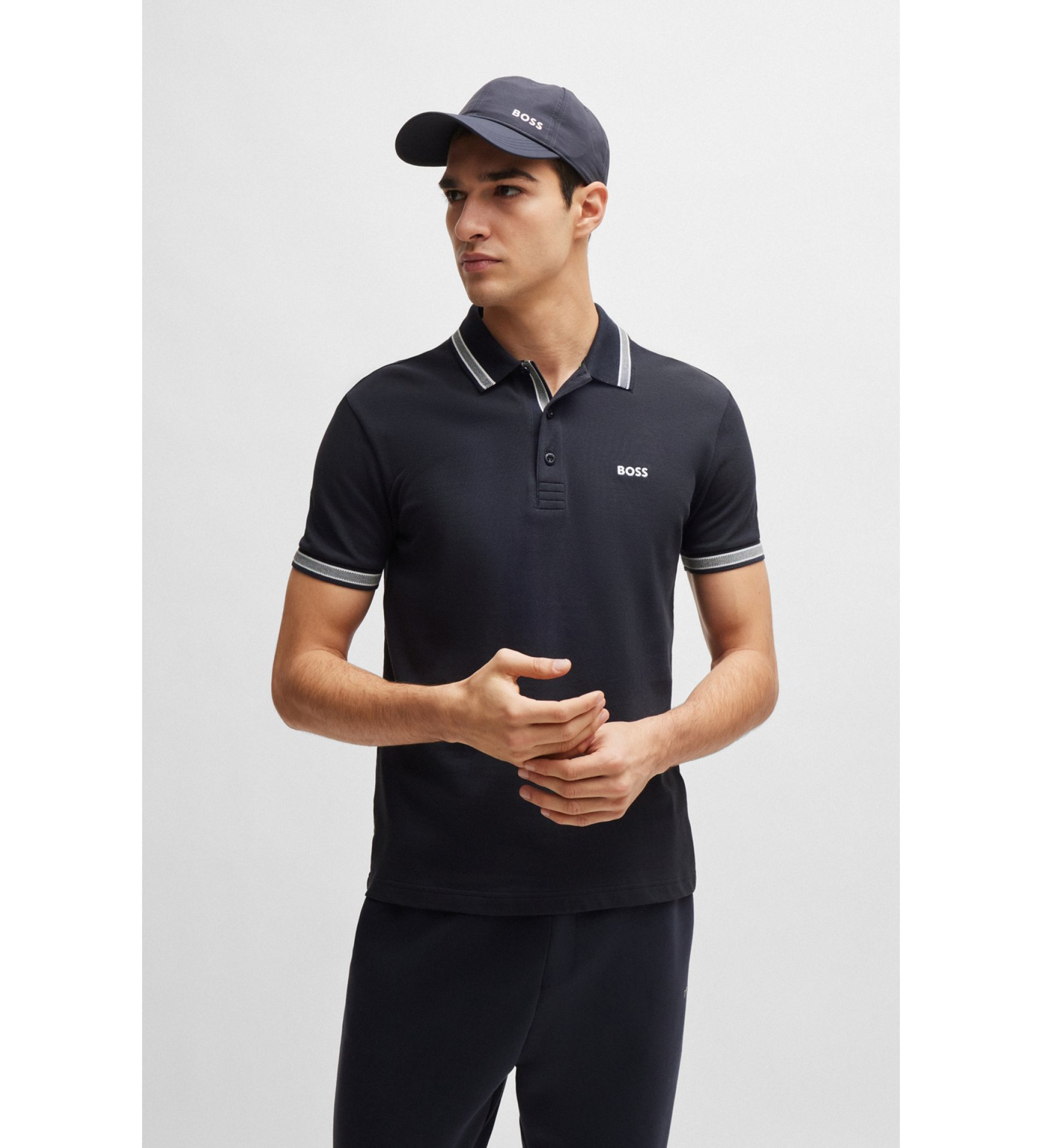 BOSS für Herren. 50469055 Poloshirt Paddy navy (S), Blau, Lässig, Baumwolle, Kurzarm, Marine
