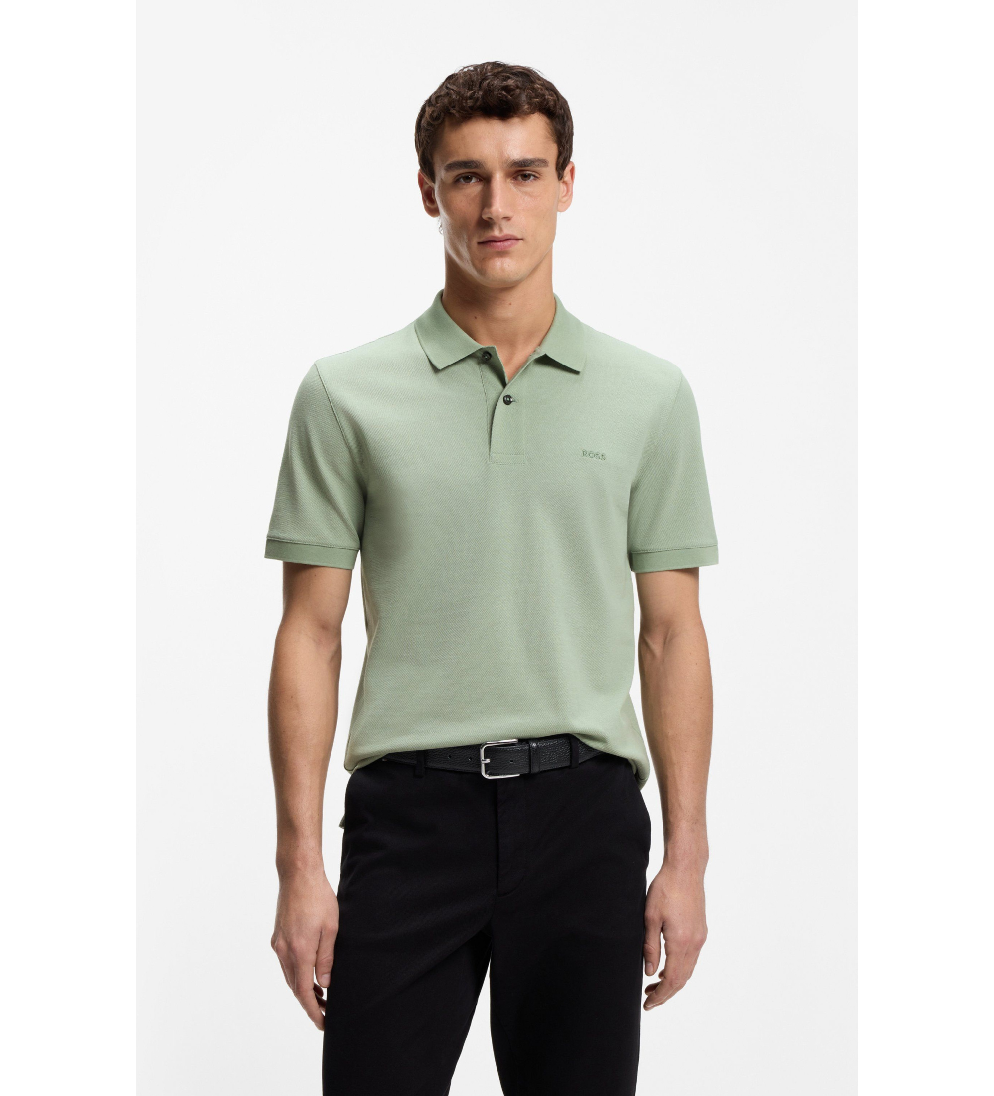 BOSS für Herren. 50553564 Pallas grünes Poloshirt (M), Lässig, Baumwolle, Kurzarm