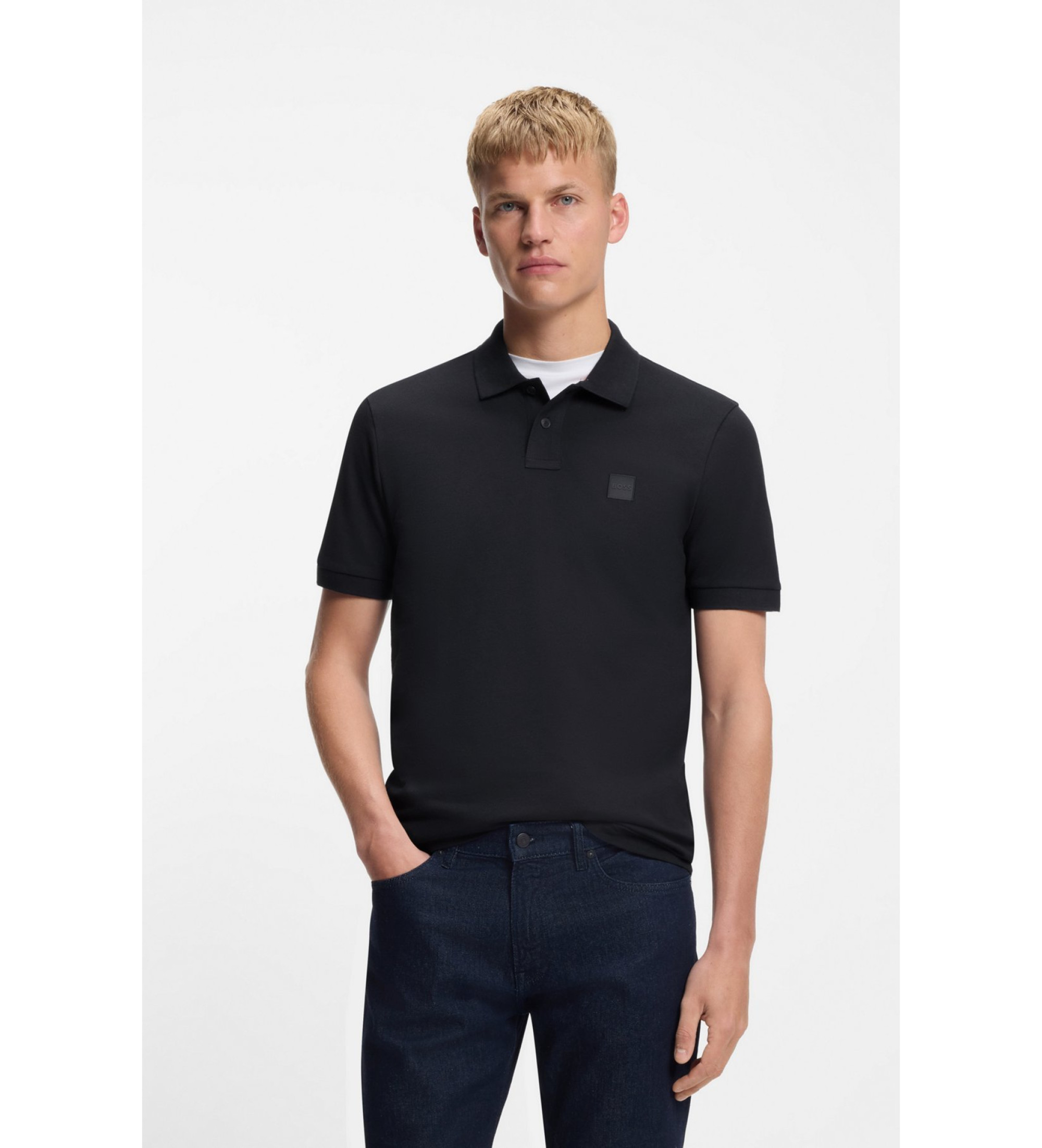 BOSS für Herren. 50507803 Marineblaues Passagier-Poloshirt (S), Lässig, Baumwolle, Kurzarm