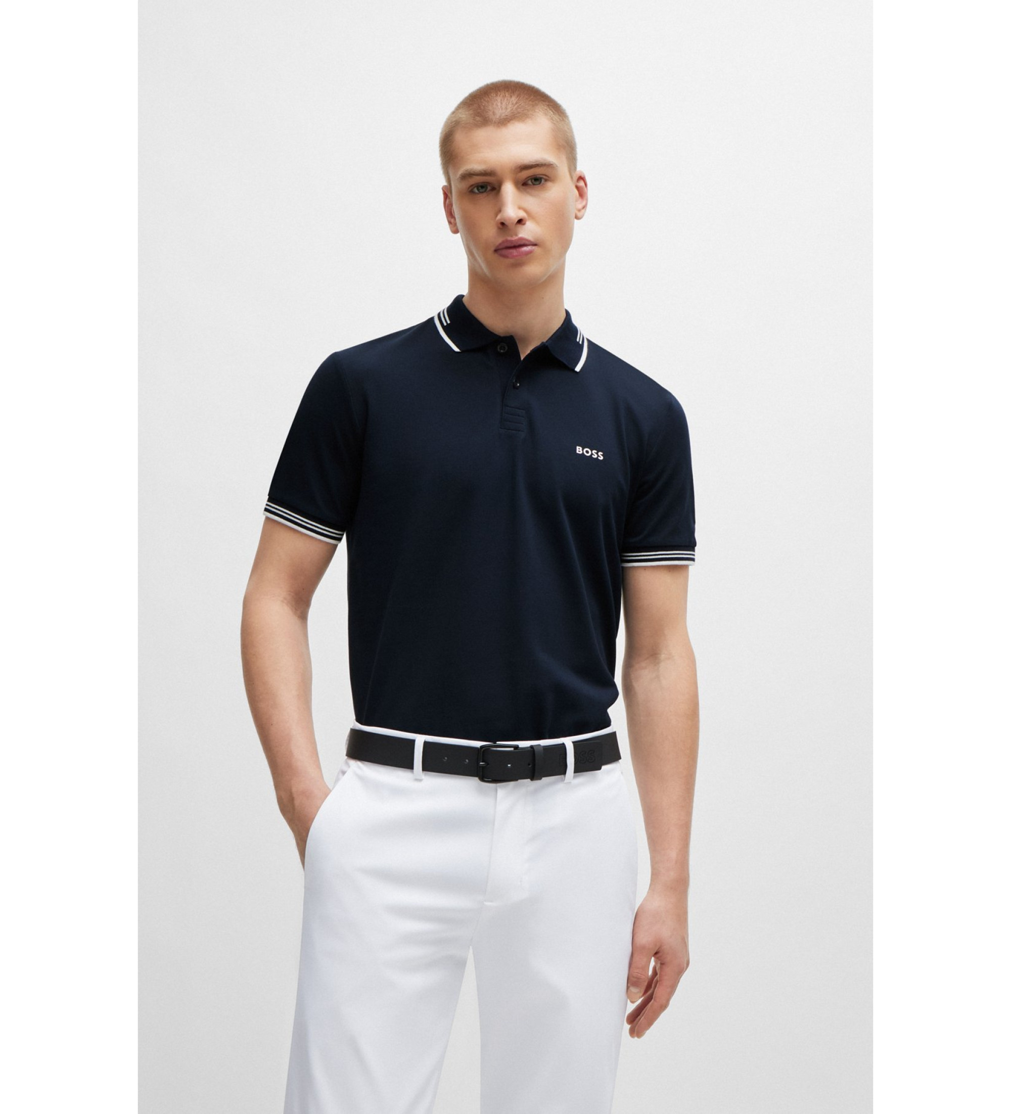 BOSS für Herren. 50506193 Paul marineblaues Poloshirt (S), Lässig, Baumwolle, Kurzarm
