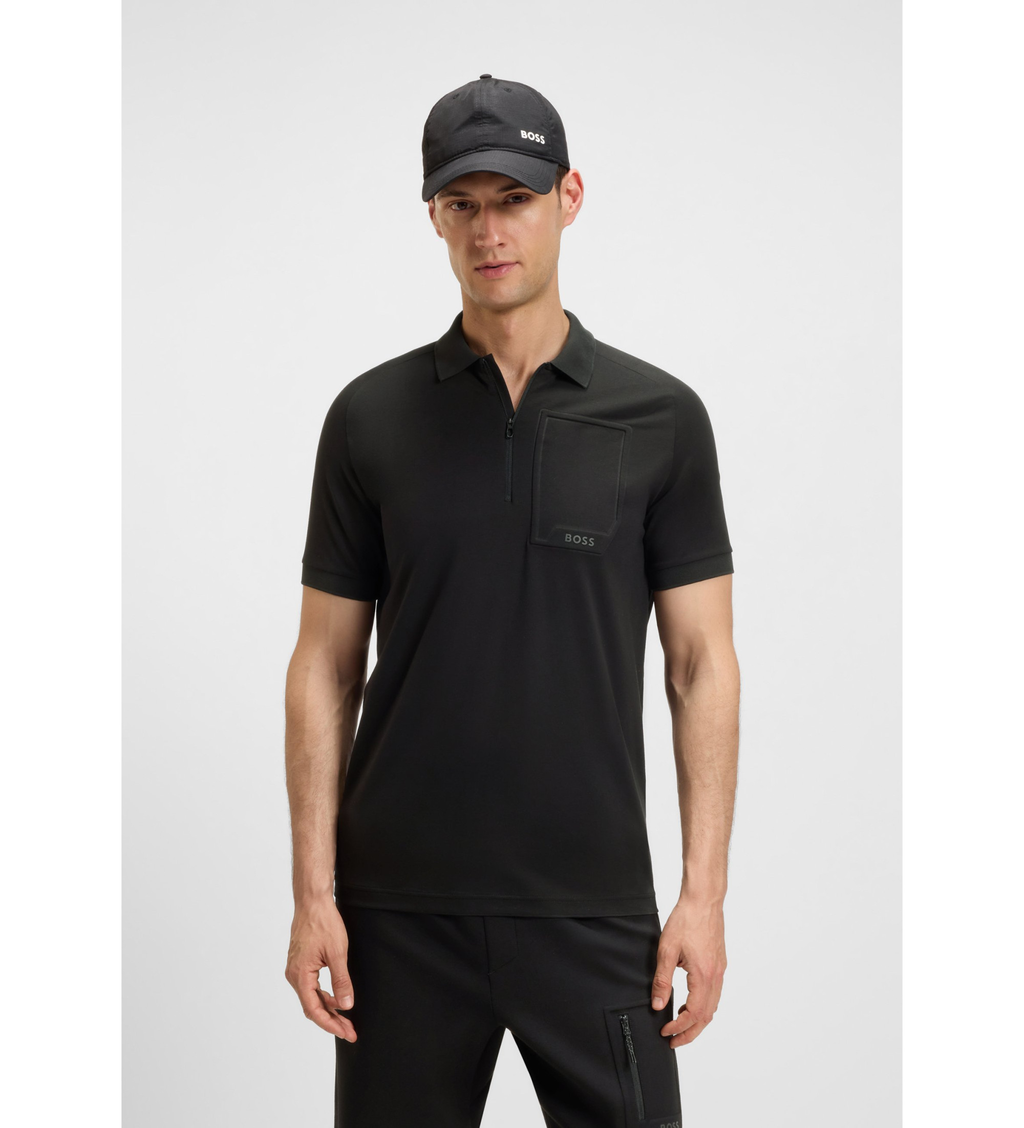 BOSSvoor mannen. 50544002 Urban Tech zwarte polo (XL), Casual, Sportief, Katoen, Tennis/padels, Korte mouwen
