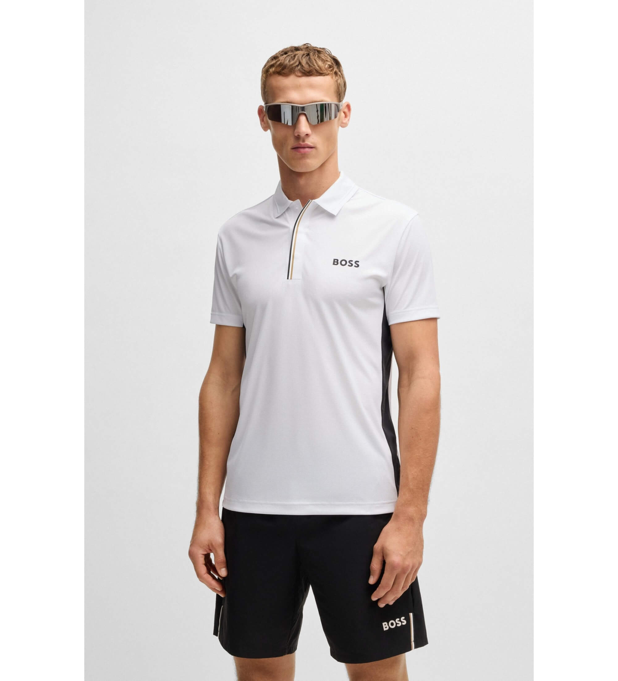 BOSSvoor mannen. 50538123 Paddytech Pro wit poloshirt (XXL), Sportief, Tennis/padels, Meerdere sporten, Polyester, Korte mouwen