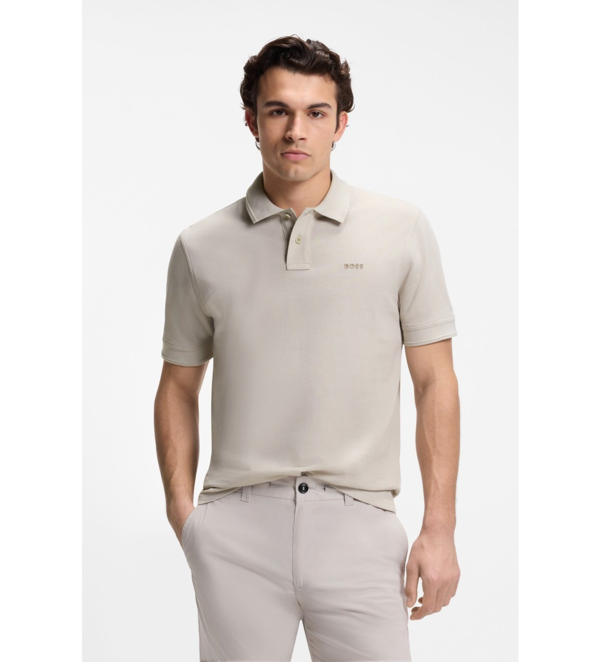 BOSS für Herren. 50507813 Polo Piqué Logo grau (M), Lässig, Baumwolle, Kurzarm