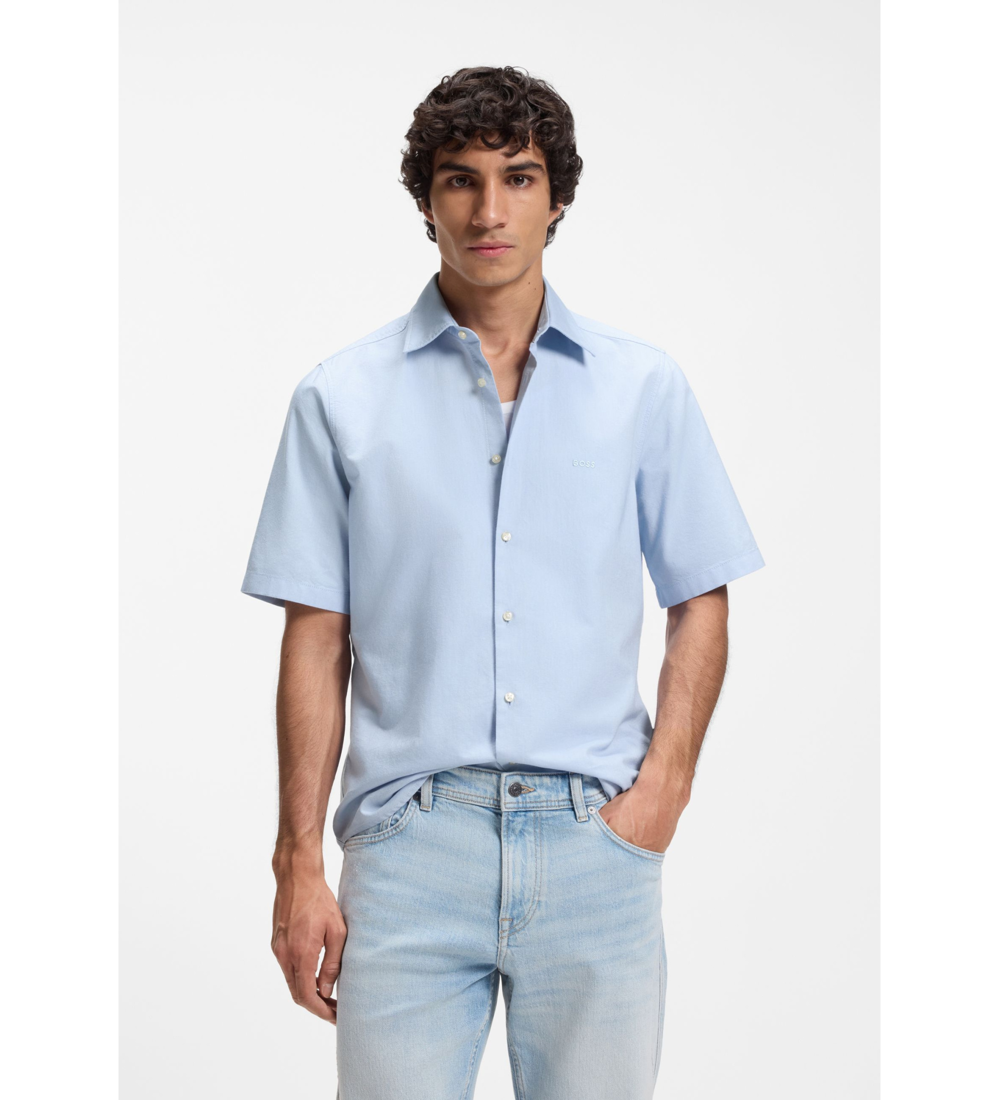 BOSS für Herren. 50537332 Shirt Rash2 blau (L), Lässig, Baumwolle, Kurzarm