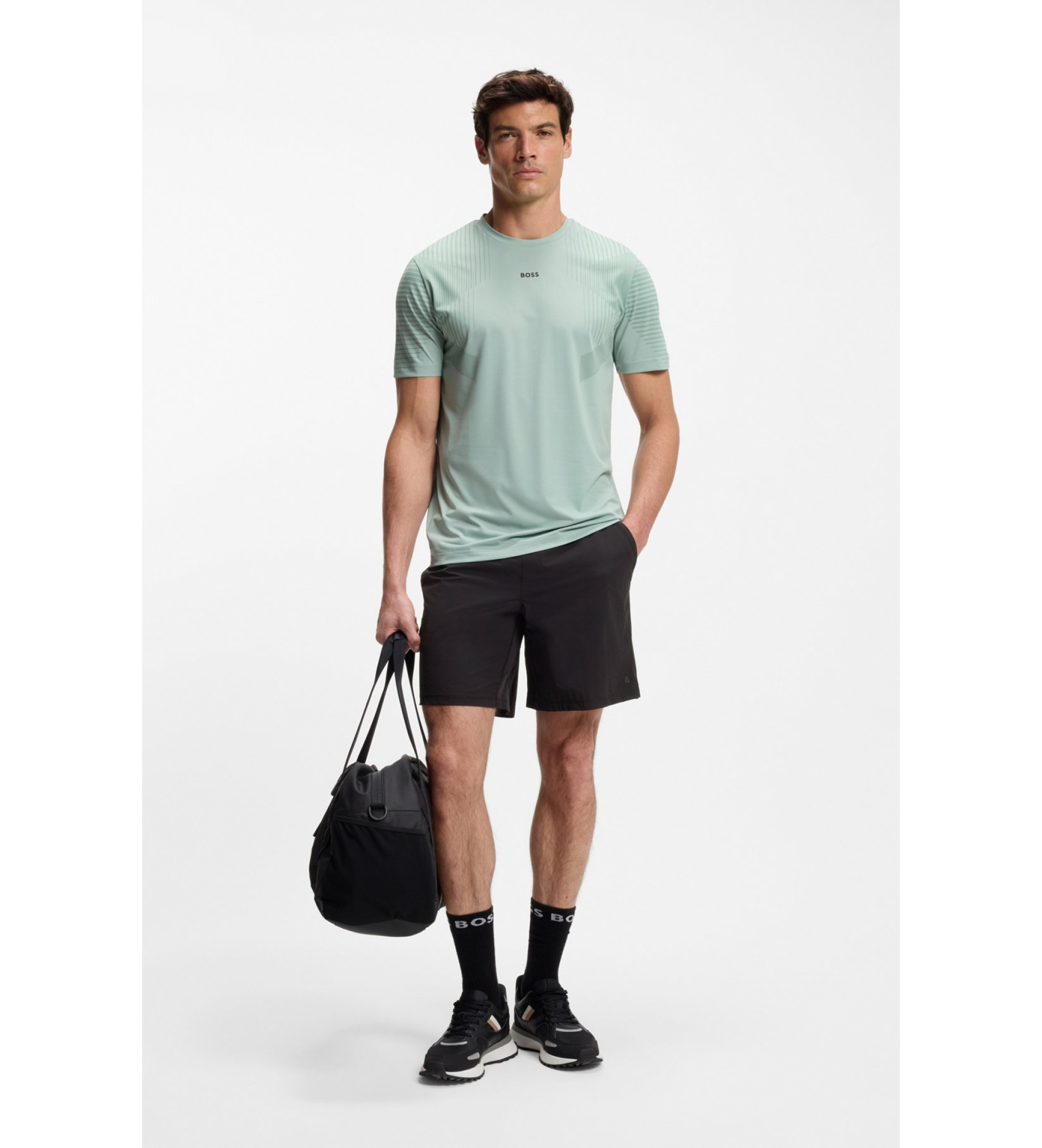 BOSSvoor mannen. 50547731 Korte actieve beweging zwart (L), Casual, Sportief, Meerdere sporten, Polyamide