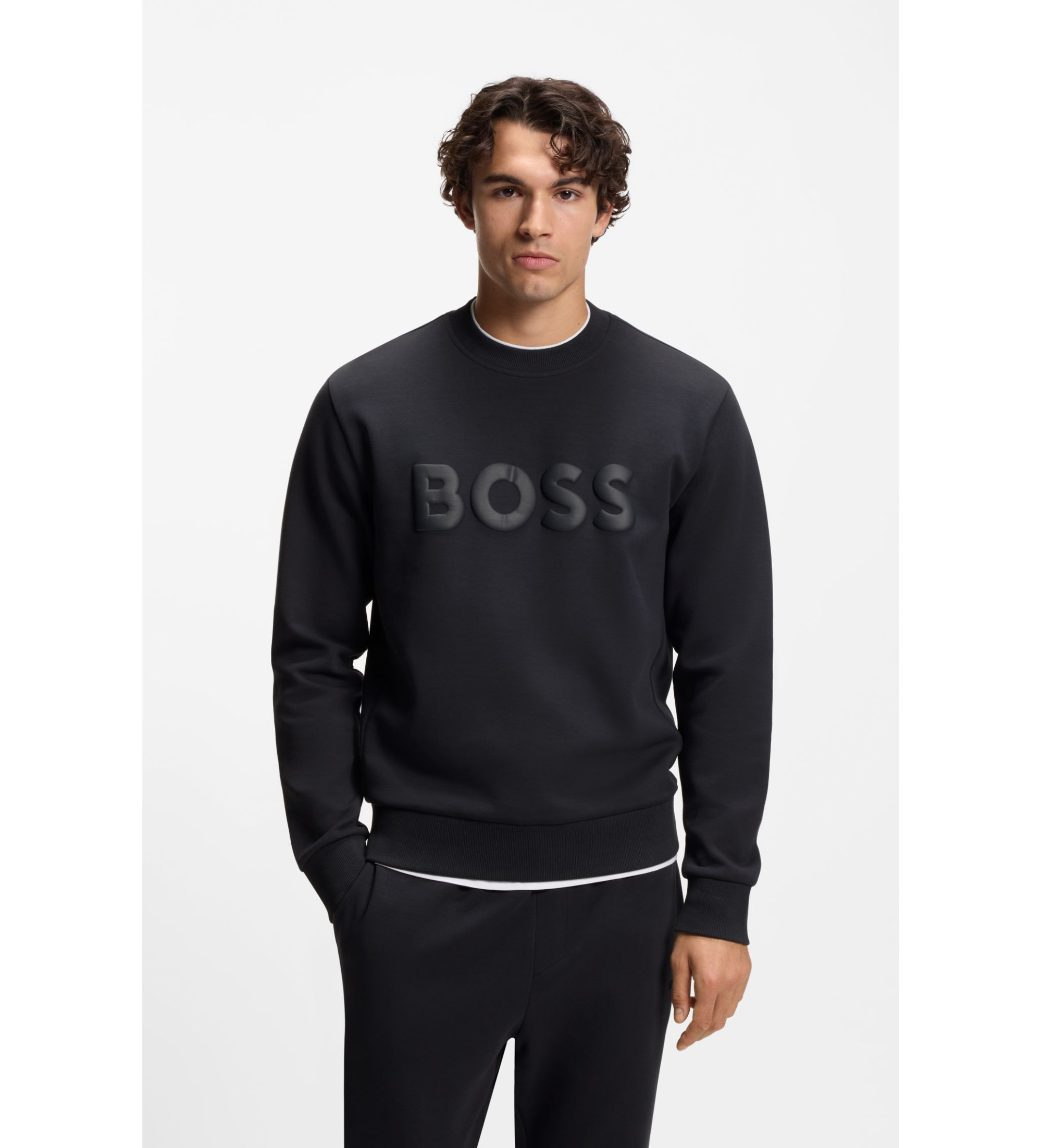 BOSS für Herren. 50555516 Salbo navy Sweatshirt (S), Lässig, Baumwolle, Marine