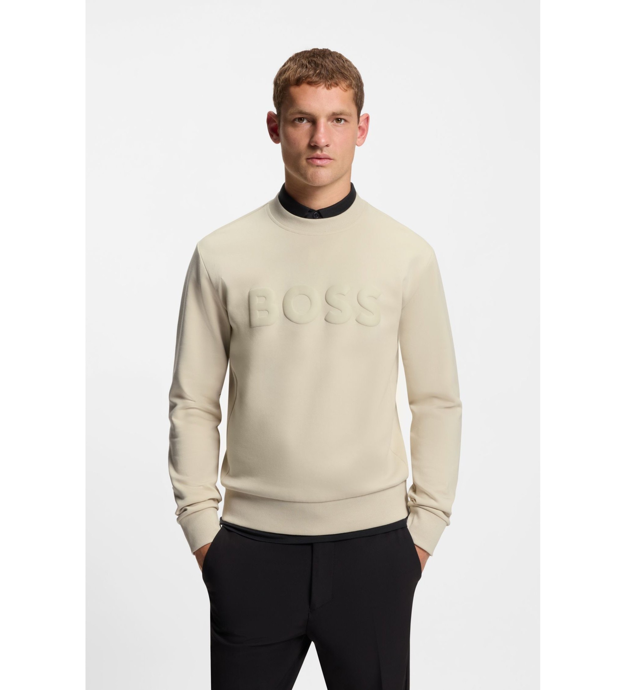 BOSS für Herren. 50555516 Salbo beige Sweatshirt (L), Lässig, Baumwolle