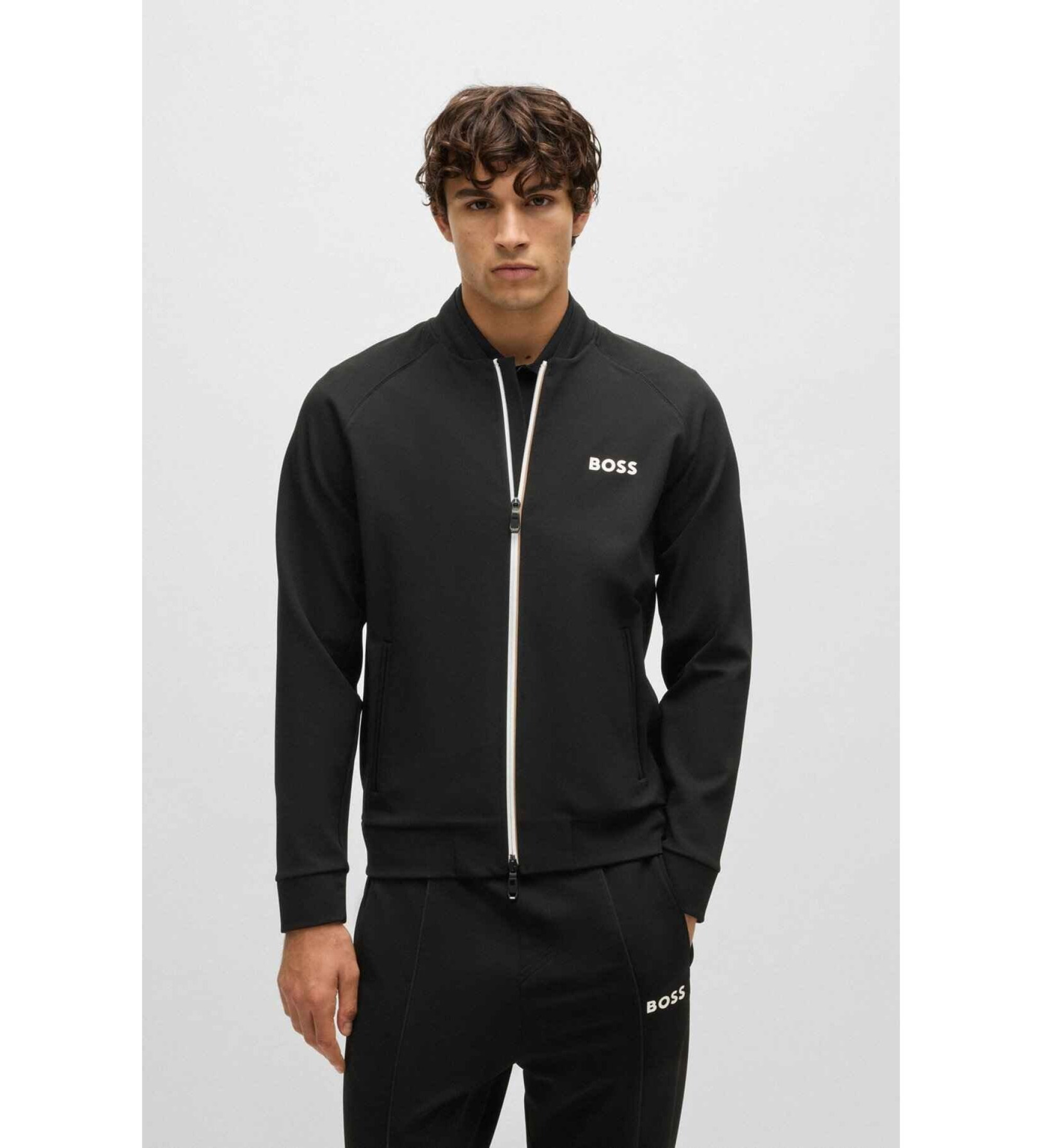 BOSSvoor mannen. 50530732 Samoo sweatshirt zwart (L), Casual, Sportief, Meerdere sporten, Polyamide