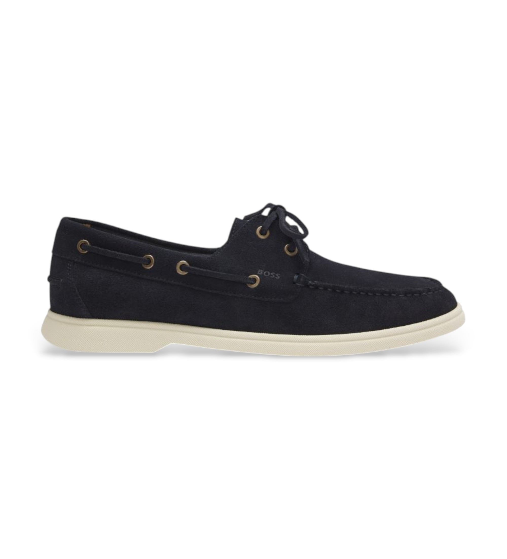BOSS für Herren. 50563130 Marineblaue Bootsschuhe aus Wildleder mit Kontrast (42), Wohnung, Schnürsenkel, Lässig