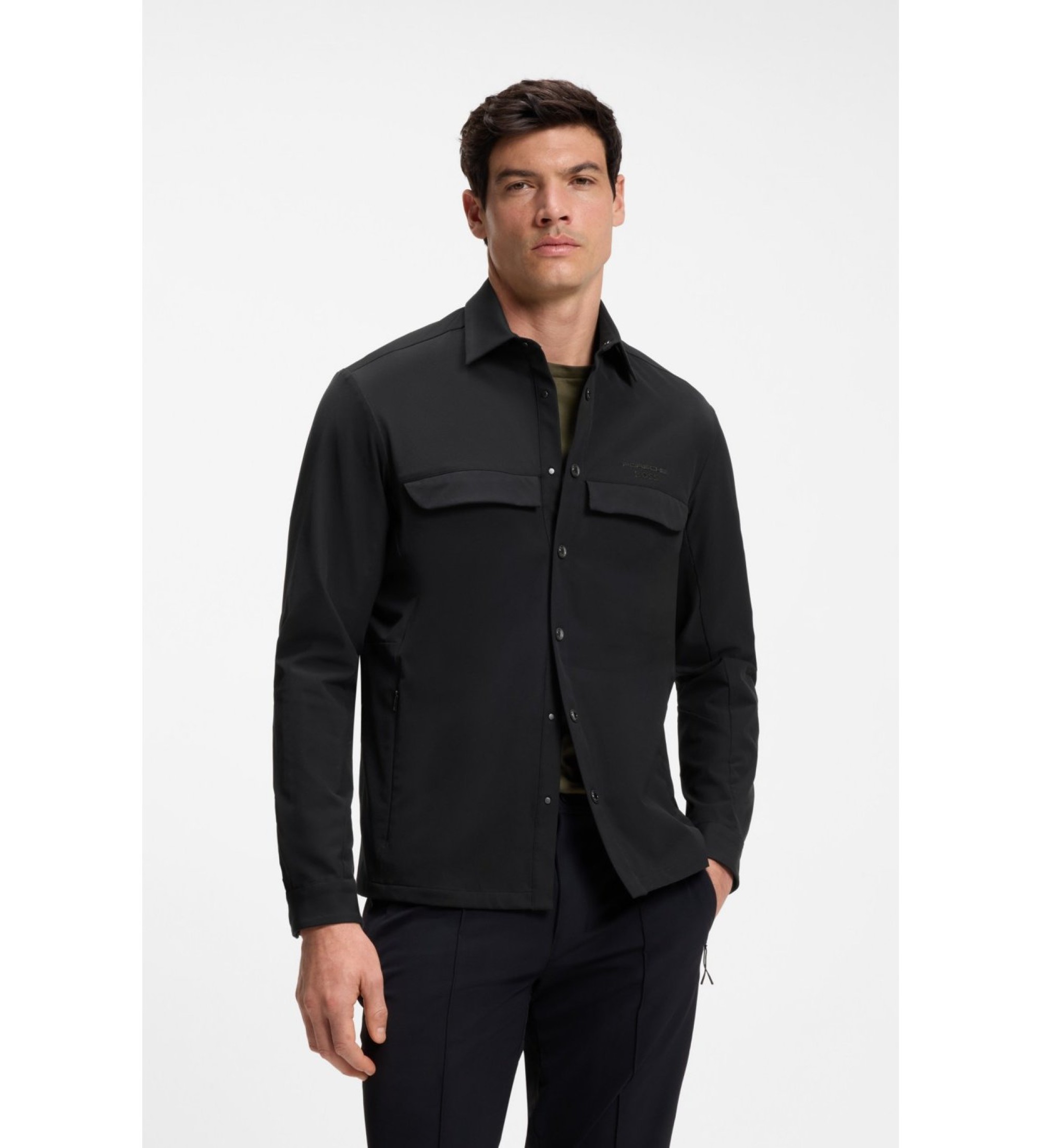 BOSS für Herren. 50560403 Hemd Spirit70 schwarz (M), Lässig, Klassisch, Polyester, Langarm