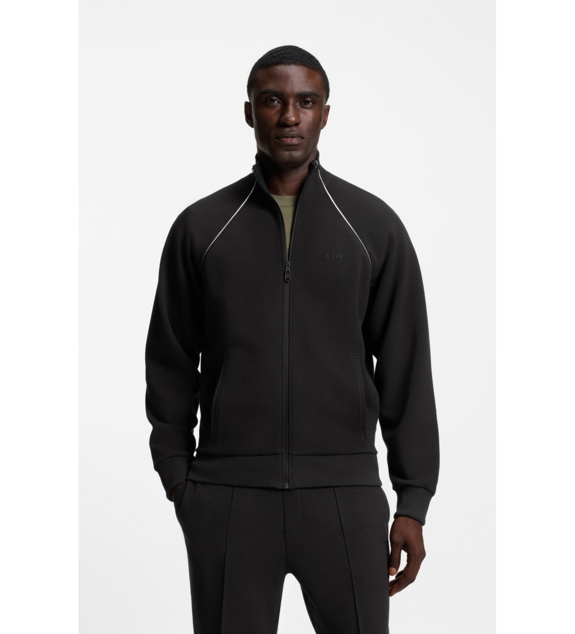 BOSS für Herren. 50553566 Baumwollsweatshirt mit schwarzer Kontrastpaspel (S), Lässig, Sportlich, Baumwolle