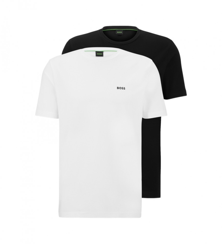 BOSS für Herren. 50478019 Pack 2 Logo-T-Shirts schwarz, weiß (M), Lässig, Kurzarm, Bio-Baumwolle, Nachhaltig