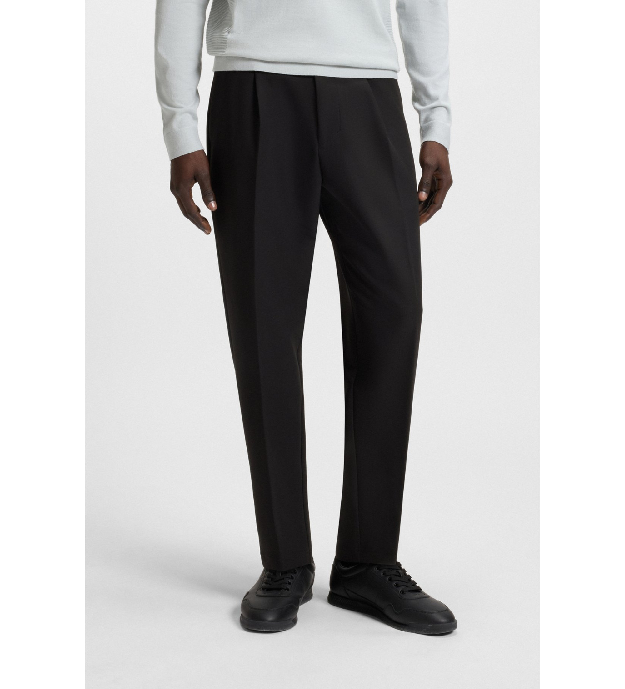 BOSSvoor mannen. 50539085 Convert Pleat broek zwart (58), Casual, Polyester