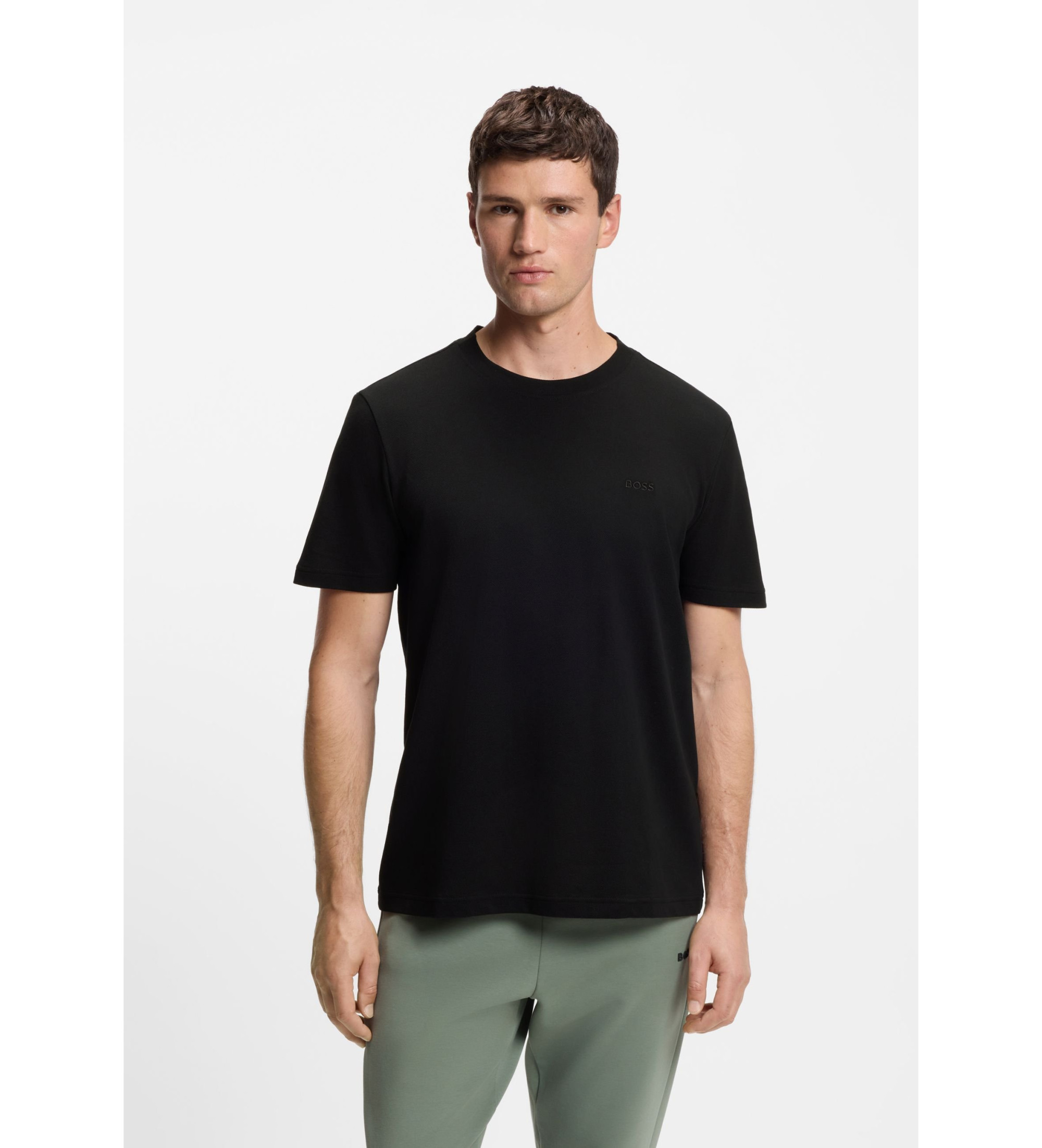 BOSSvoor mannen. 50529941 Taddy T-shirt zwart (XXL), Casual, Katoen, Korte mouwen