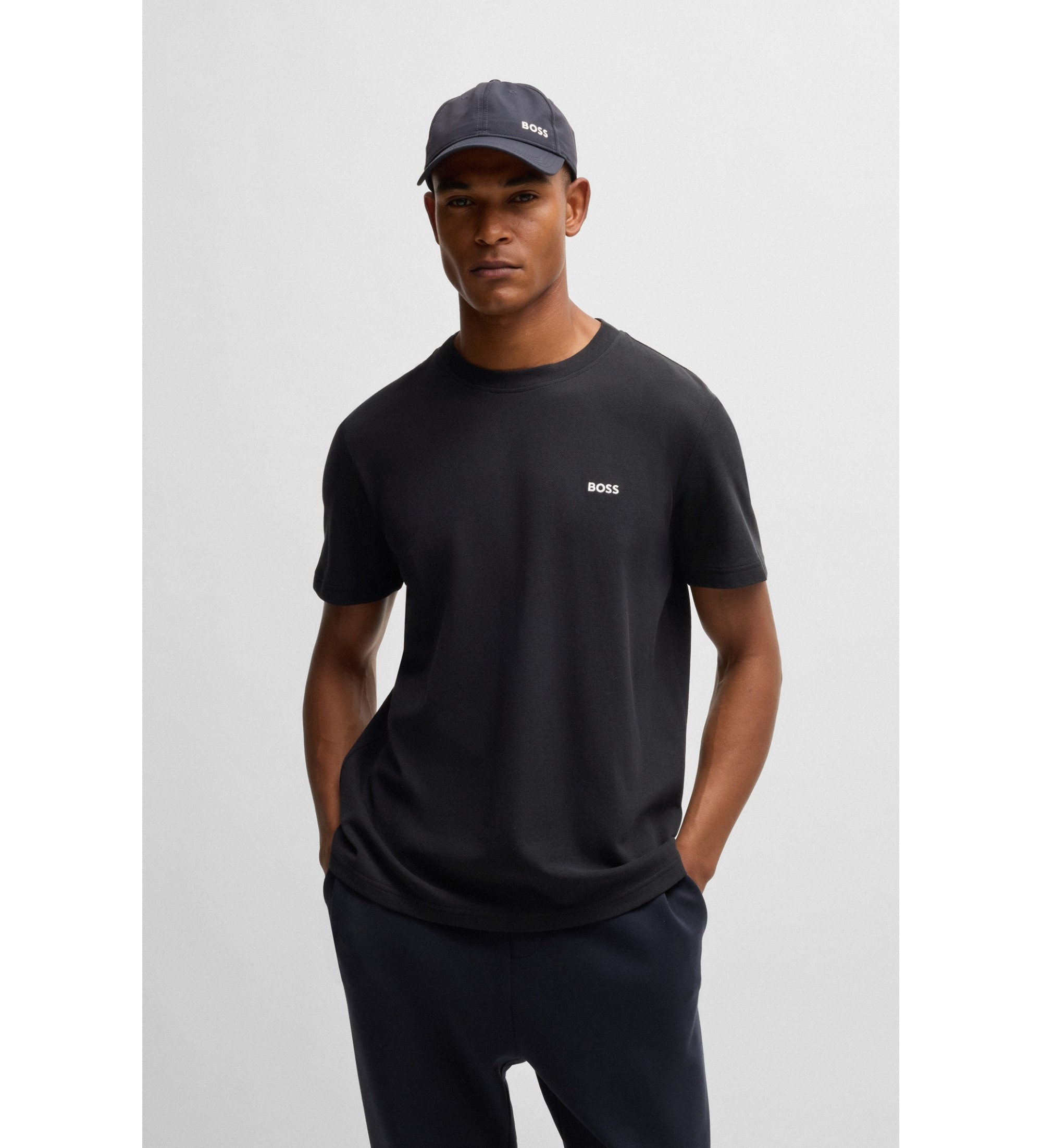 BOSS für Herren. 50529941 Taddy T-shirt navy (L), Lässig, Polyester, Kurzarm, Marine