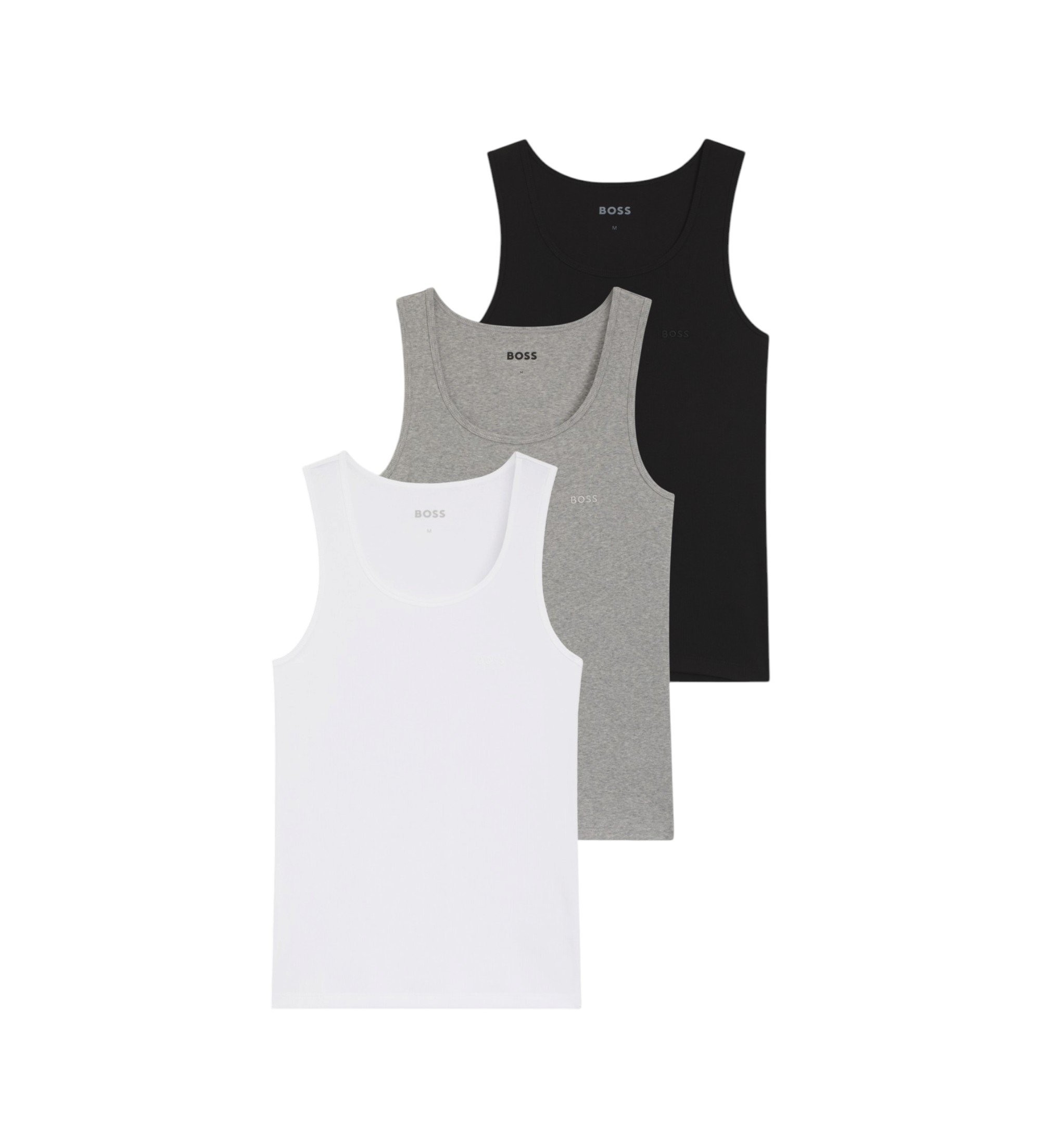 BOSS für Herren. 50542132 Satz mit 3 Westen weiß, grau, schwarz (XL), Lässig, Baumwolle, Ärmellos / Hosenträger