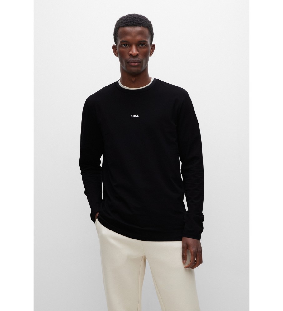 BOSS für Herren. 50473286 Chark T-shirt schwarz (S), Lässig, Baumwolle, Langarm